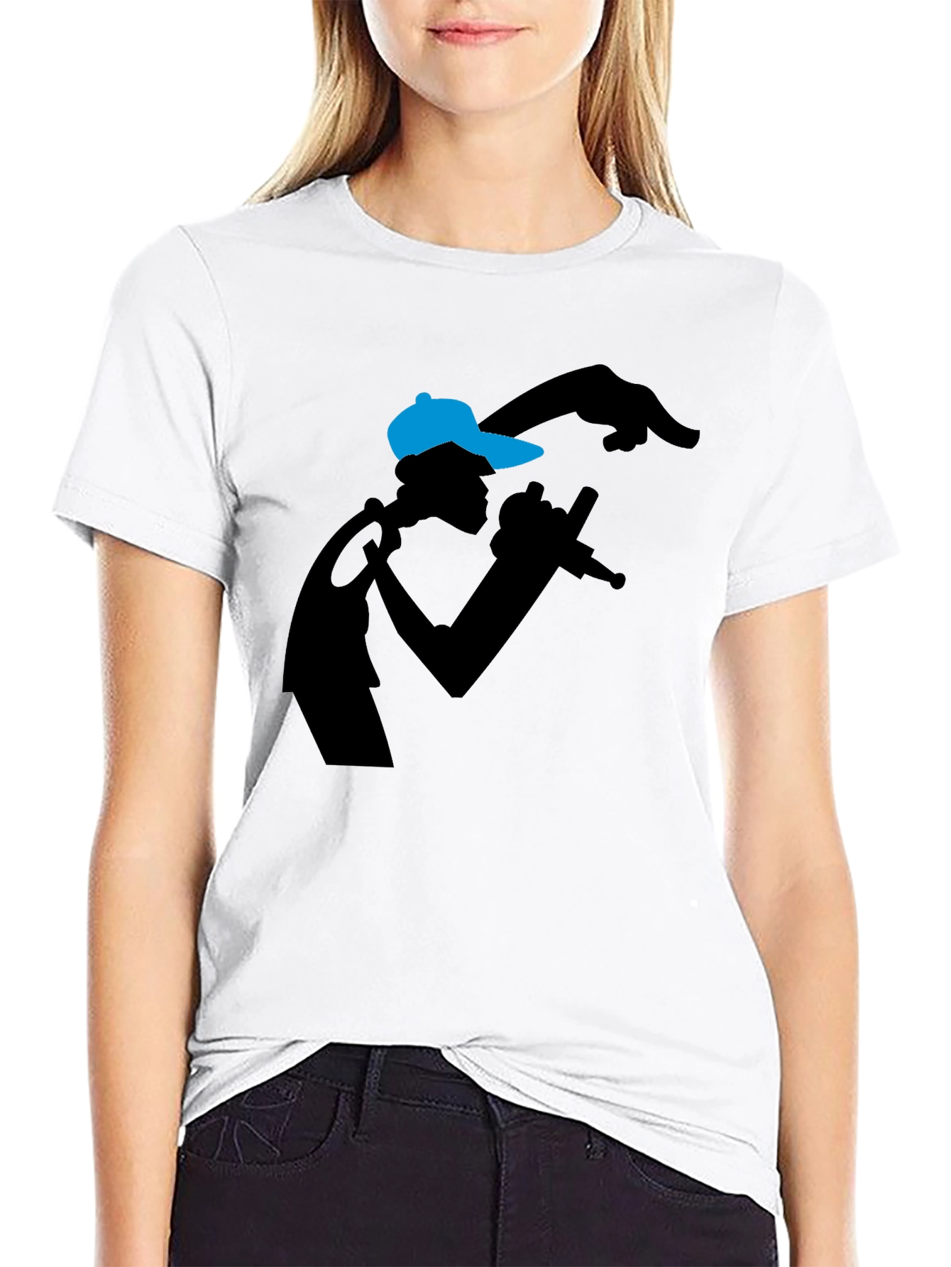 Rapper Silhouette Graphic Tee - Black T-Shirt