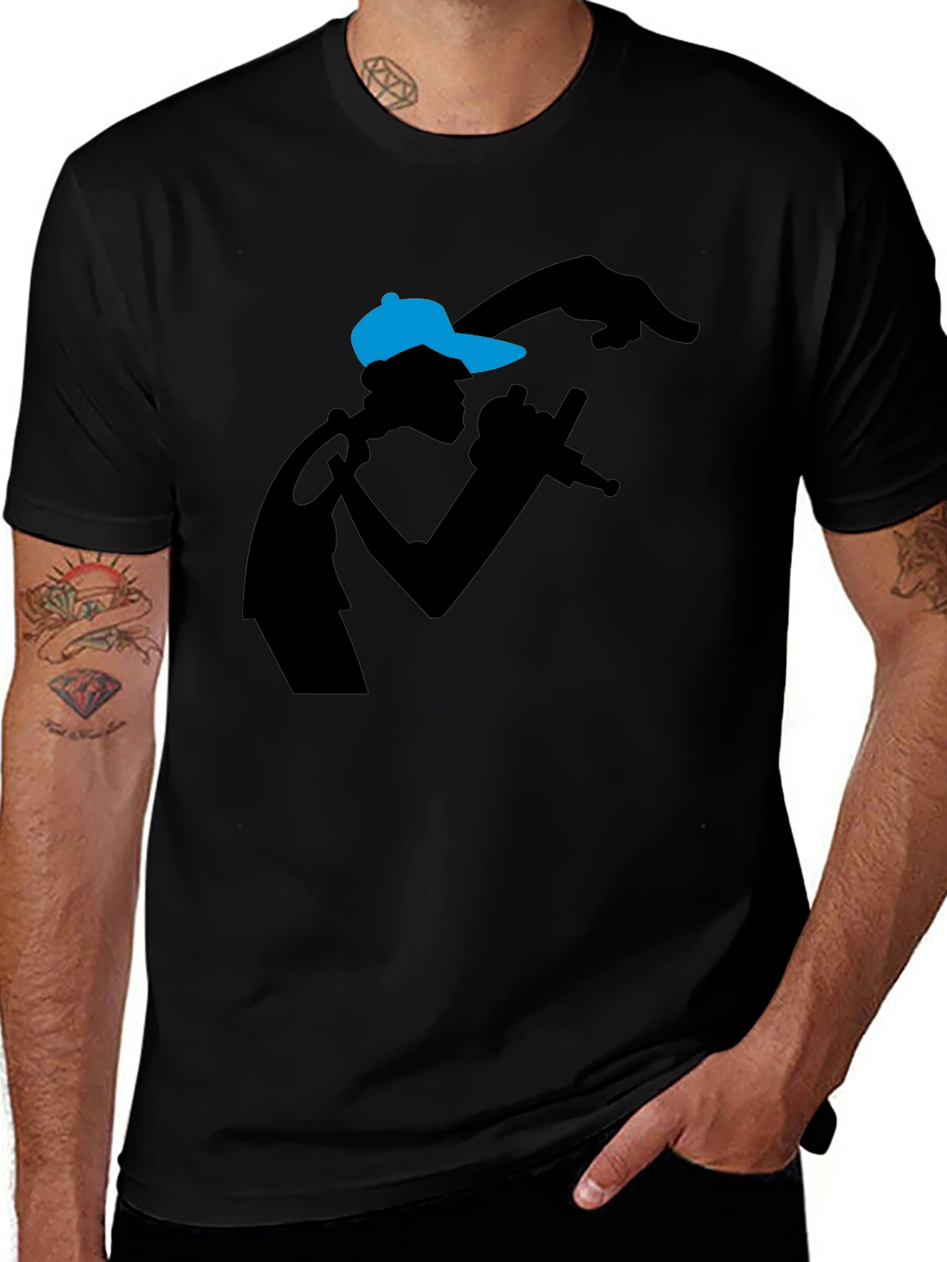 Rapper Silhouette Graphic Tee - Black T-Shirt