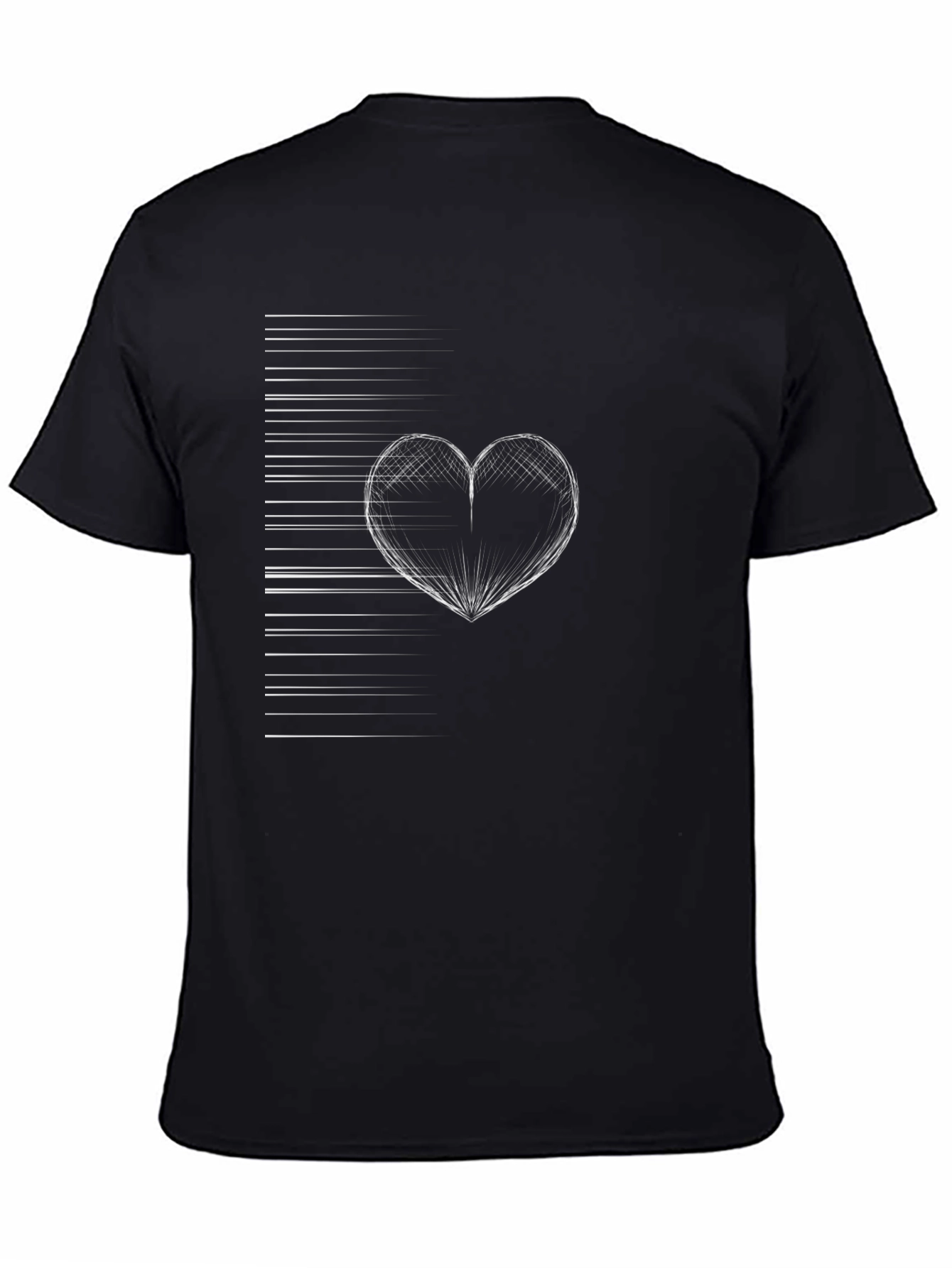 Heart Line Graphic Tee - Modern Black T-Shirt