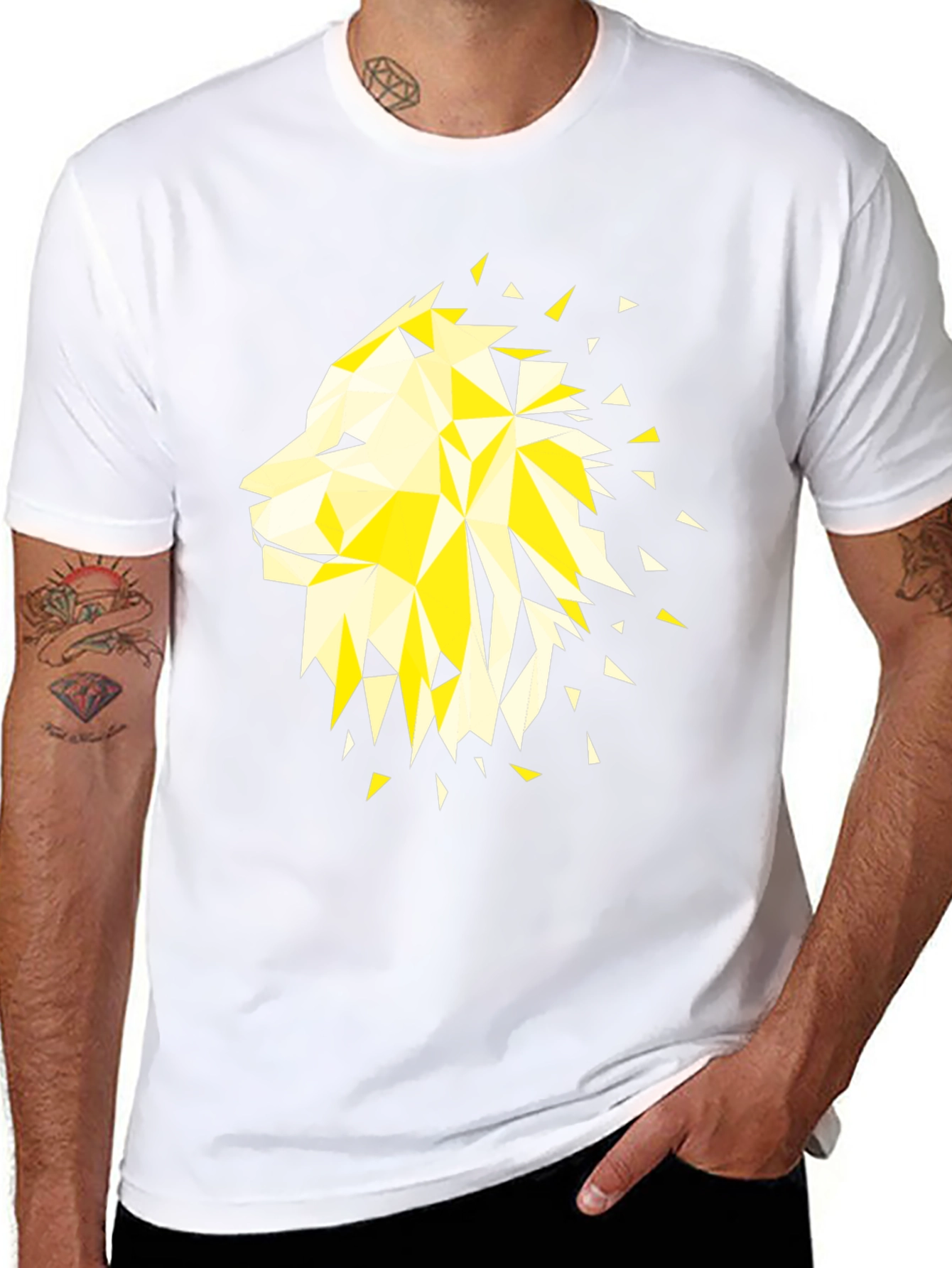 Geometric Lion Graphic Tee - Modern Streetwear