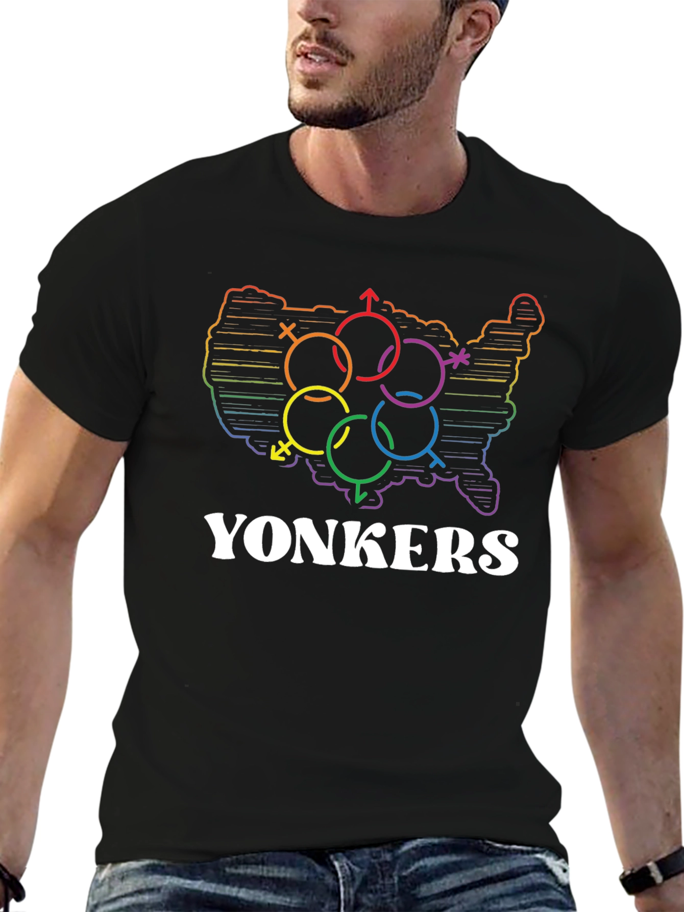 Yonkers Pride Rainbow USA Map T-Shirt