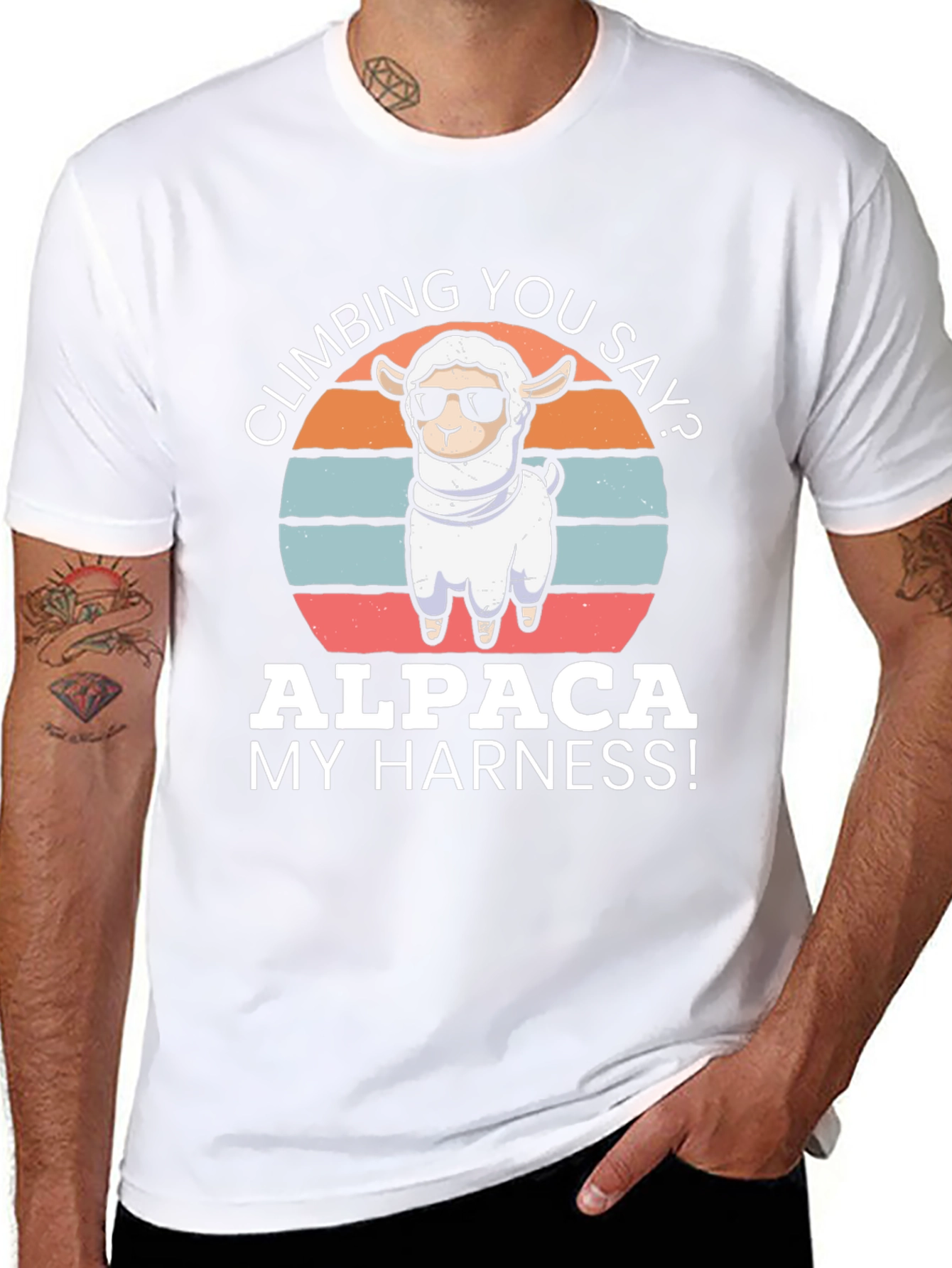 Alpaca Climbing T-Shirt - Funny Alpaca Harness Tee