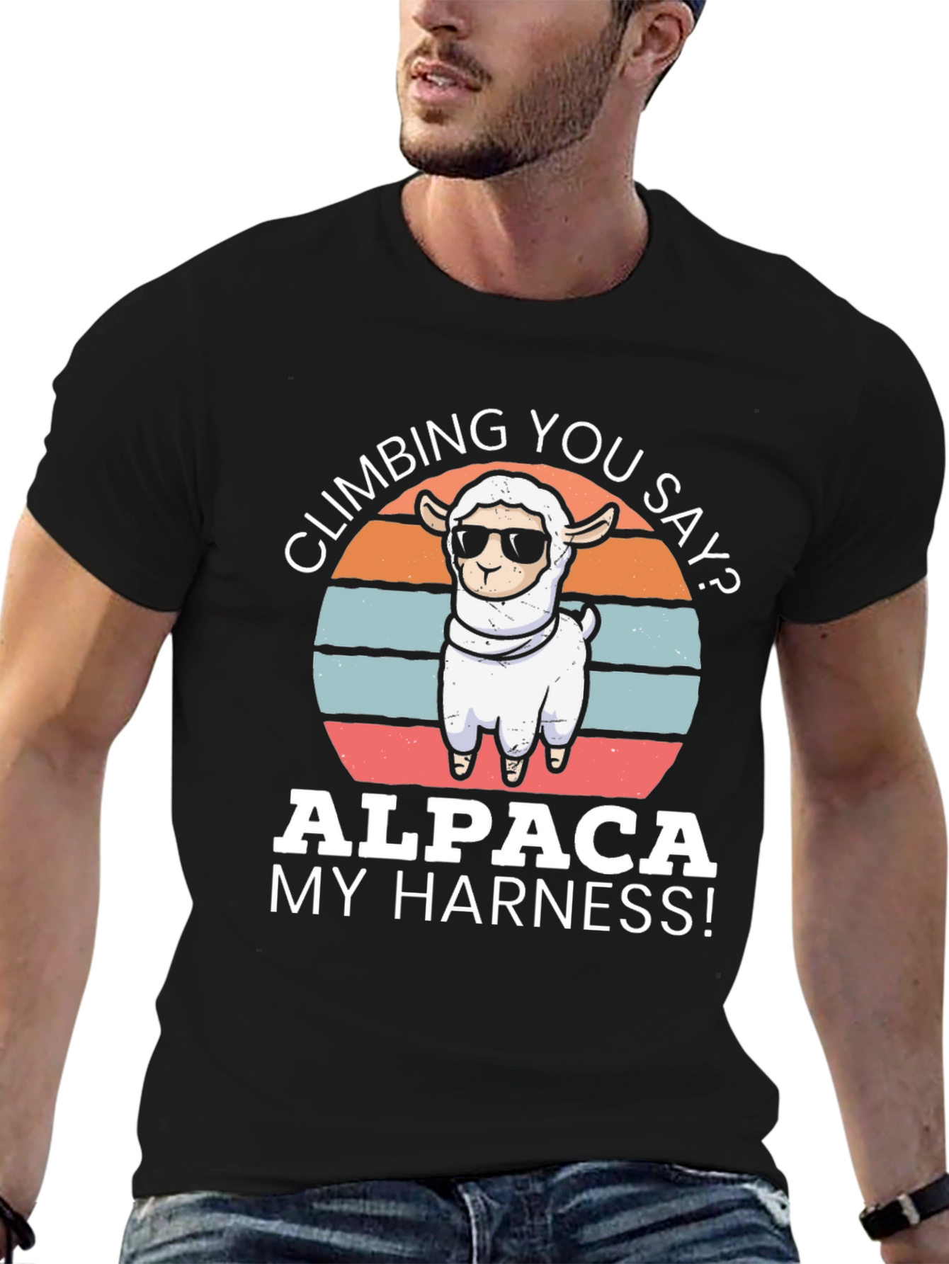 Alpaca Climbing T-Shirt - Funny Alpaca Harness Tee