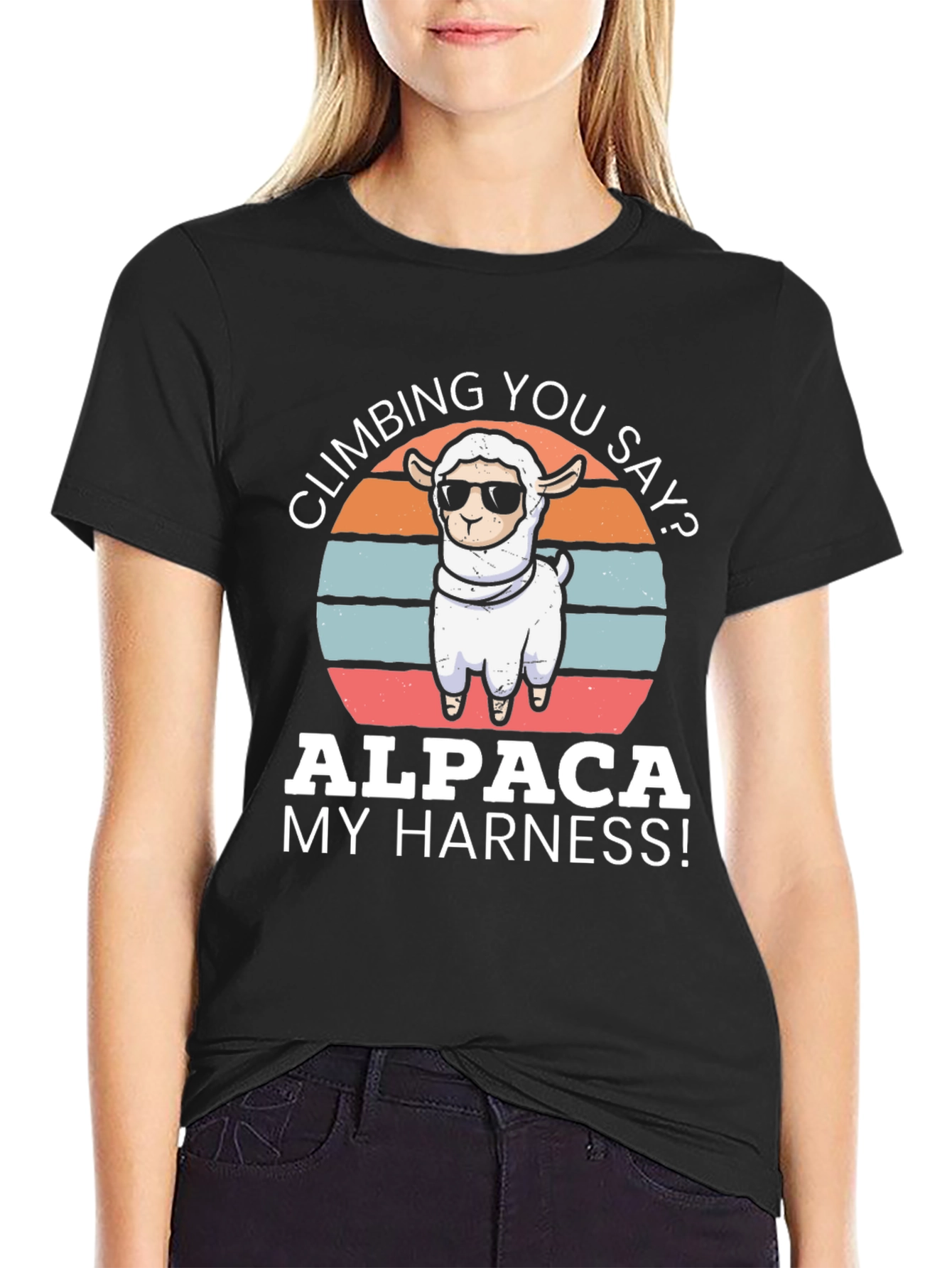 Alpaca Climbing T-Shirt - Funny Alpaca Harness Tee