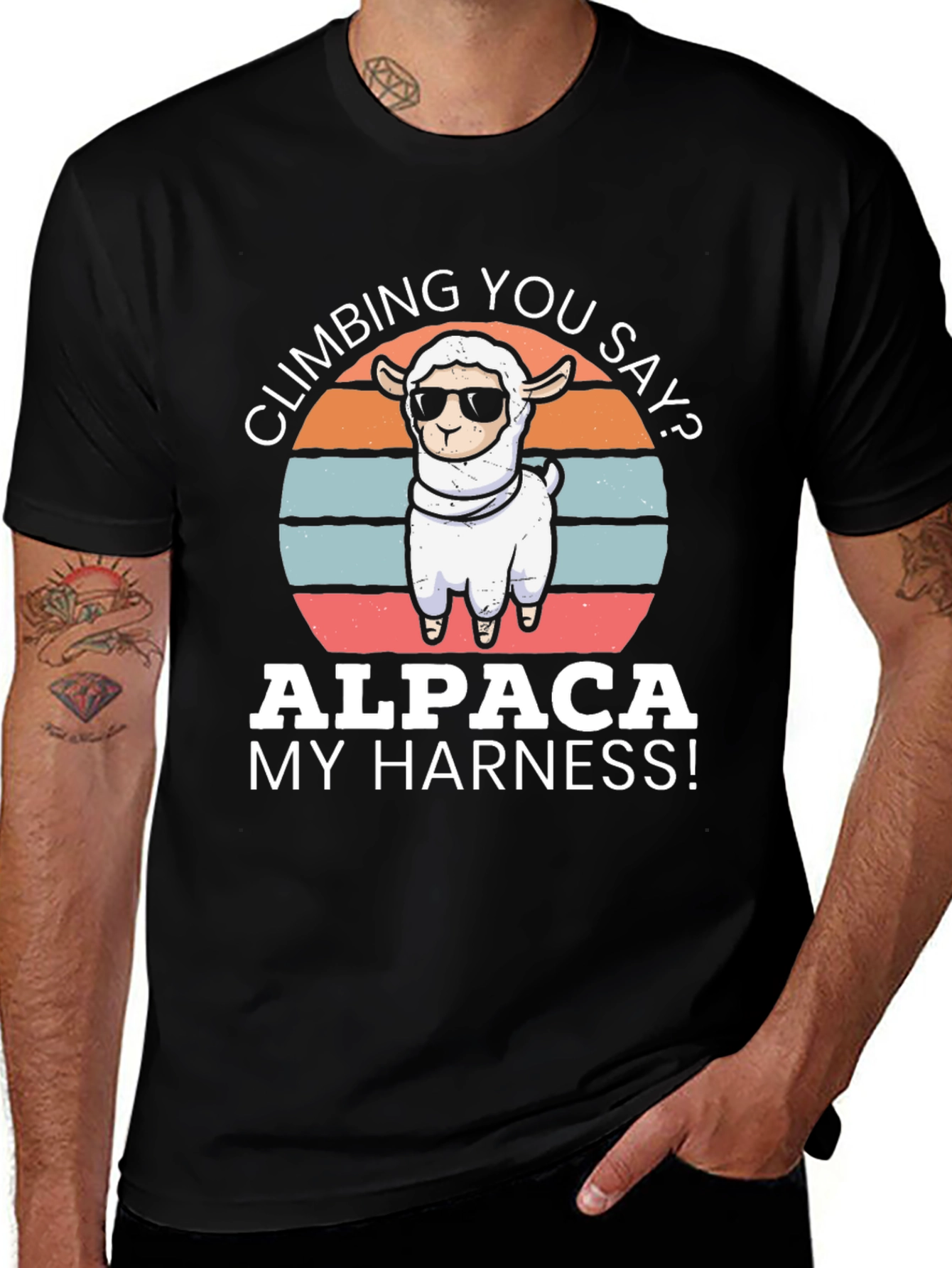 Alpaca Climbing T-Shirt - Funny Alpaca Harness Tee
