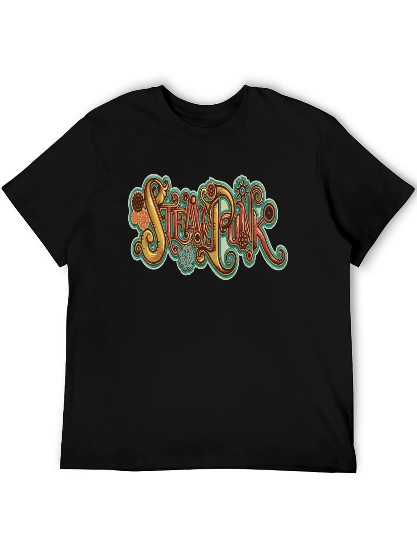Steampunk Graphic Tee - Black Cotton T-Shirt