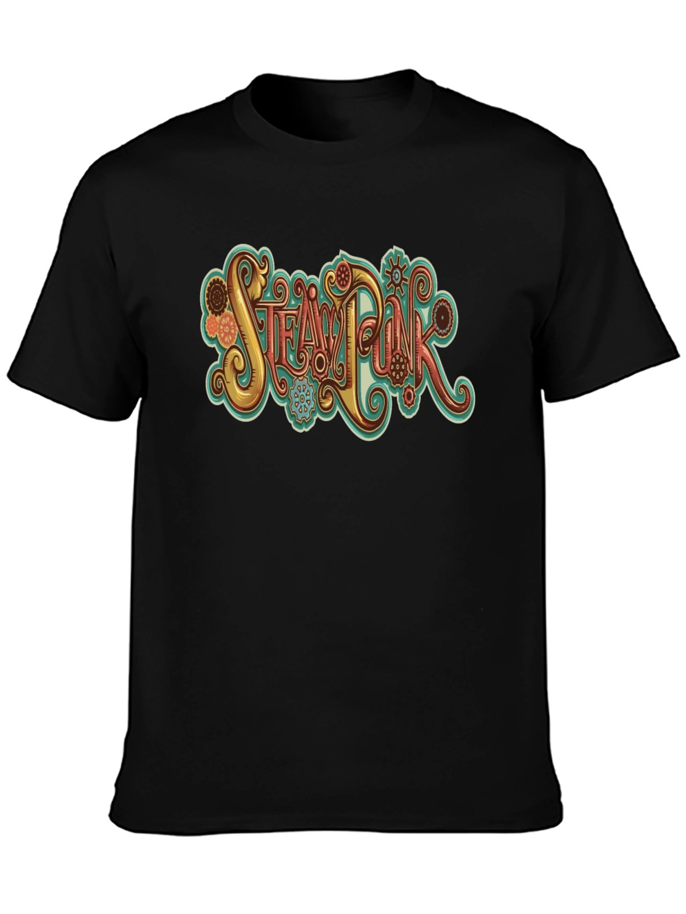 Steampunk Graphic Tee - Black Cotton T-Shirt