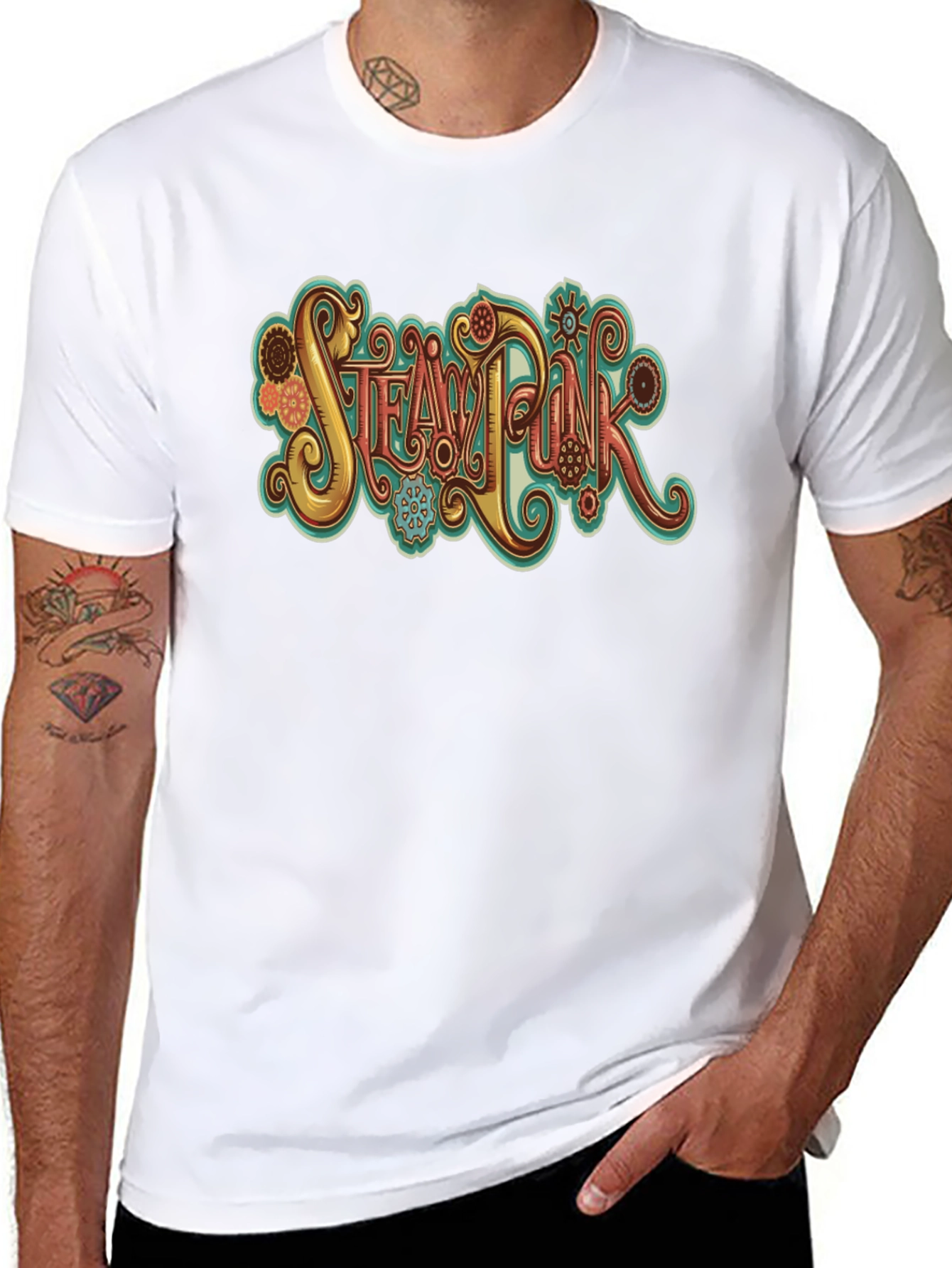 Steampunk Graphic Tee - Black Cotton T-Shirt