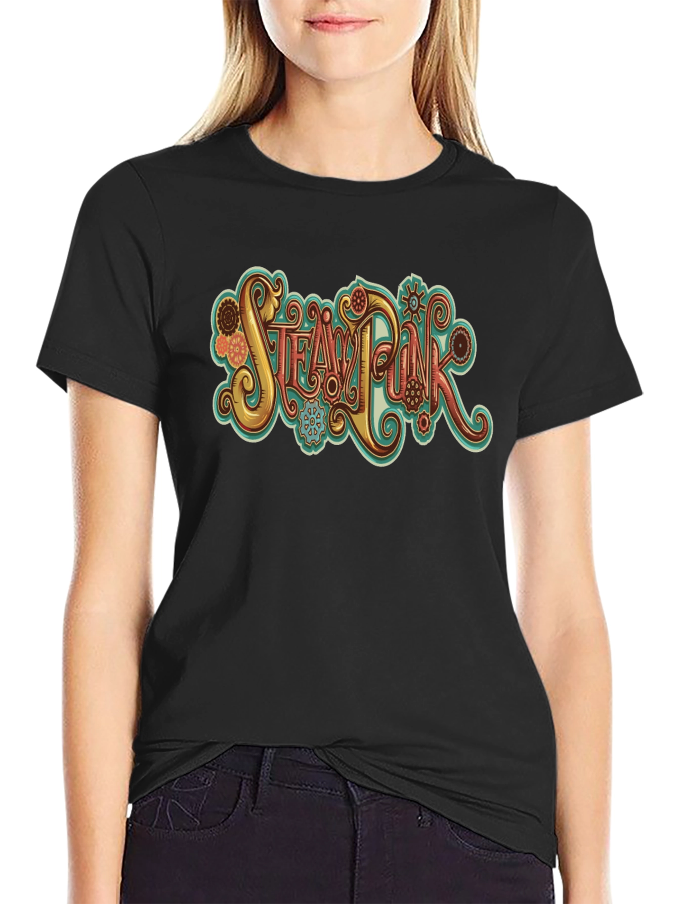 Steampunk Graphic Tee - Black Cotton T-Shirt