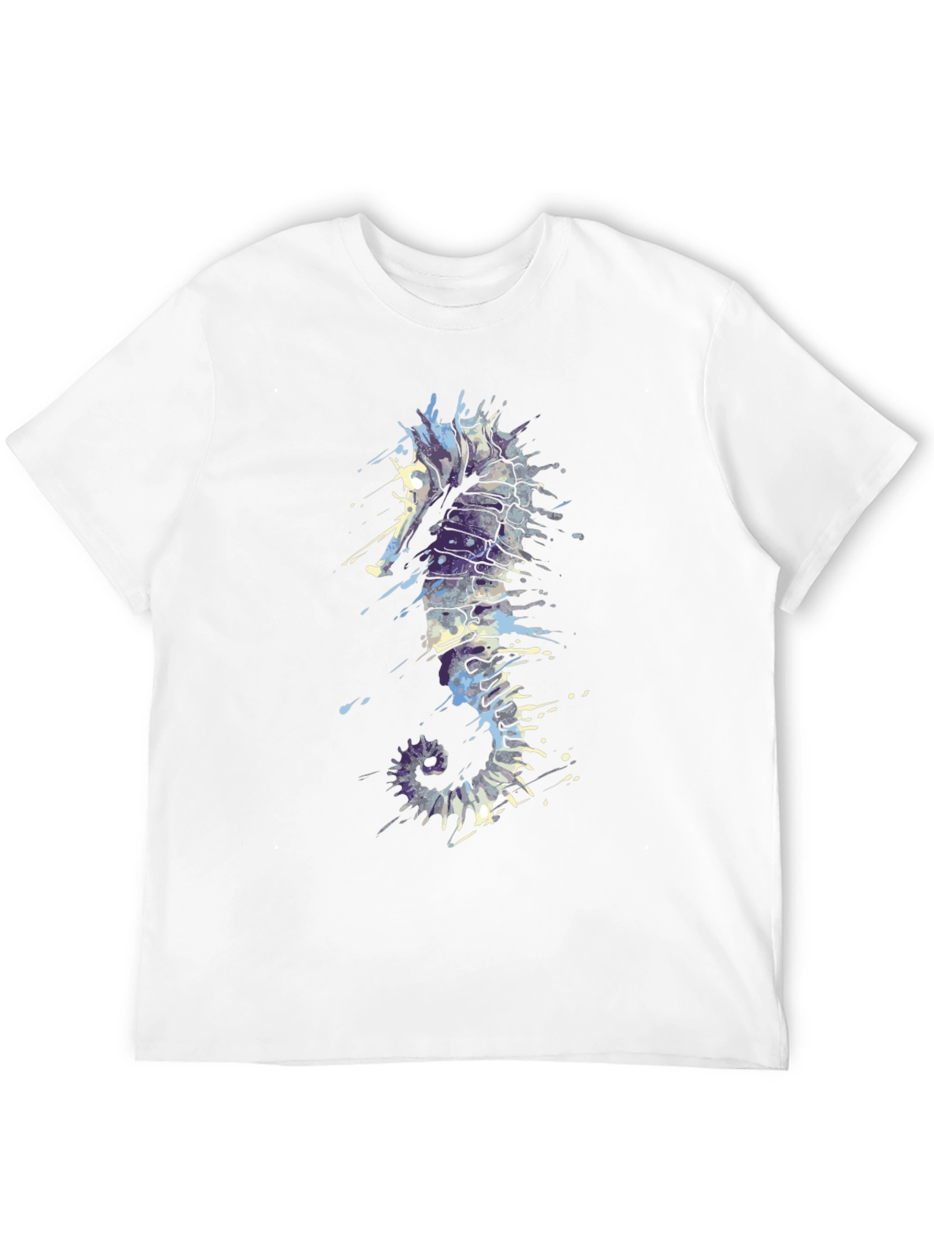 Seahorse Splash Tee - Artistic Black T-Shirt