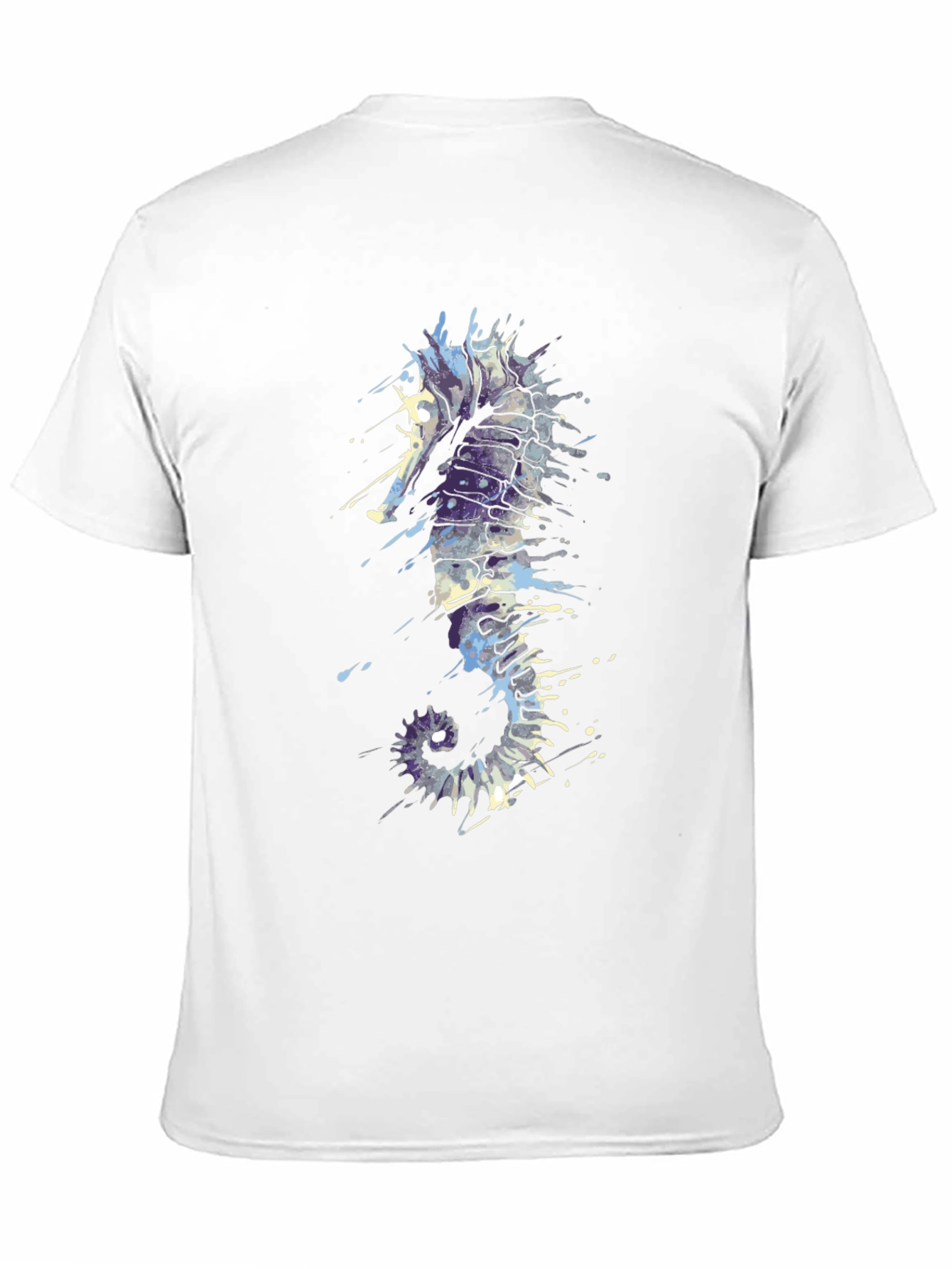 Seahorse Splash Tee - Artistic Black T-Shirt
