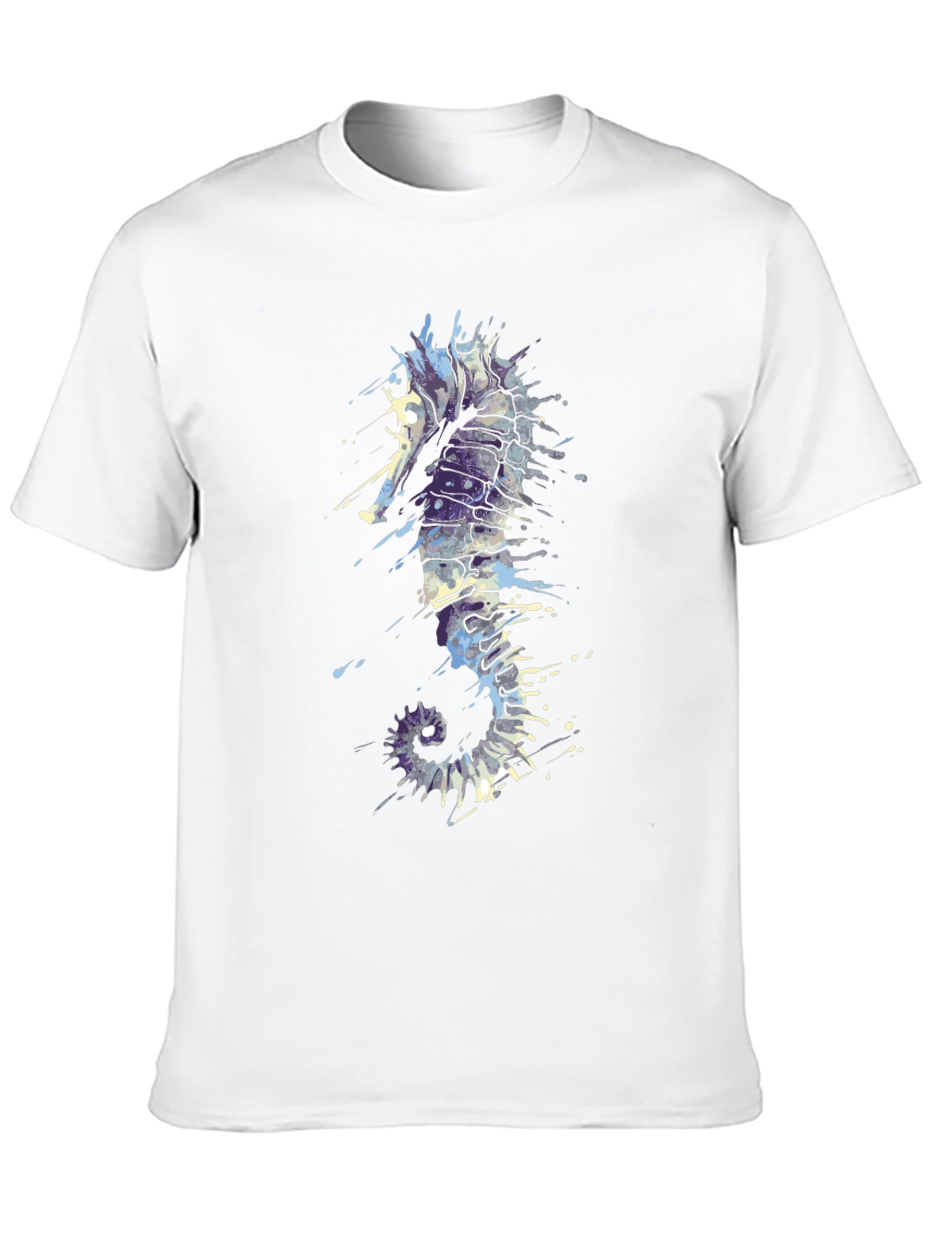 Seahorse Splash Tee - Artistic Black T-Shirt