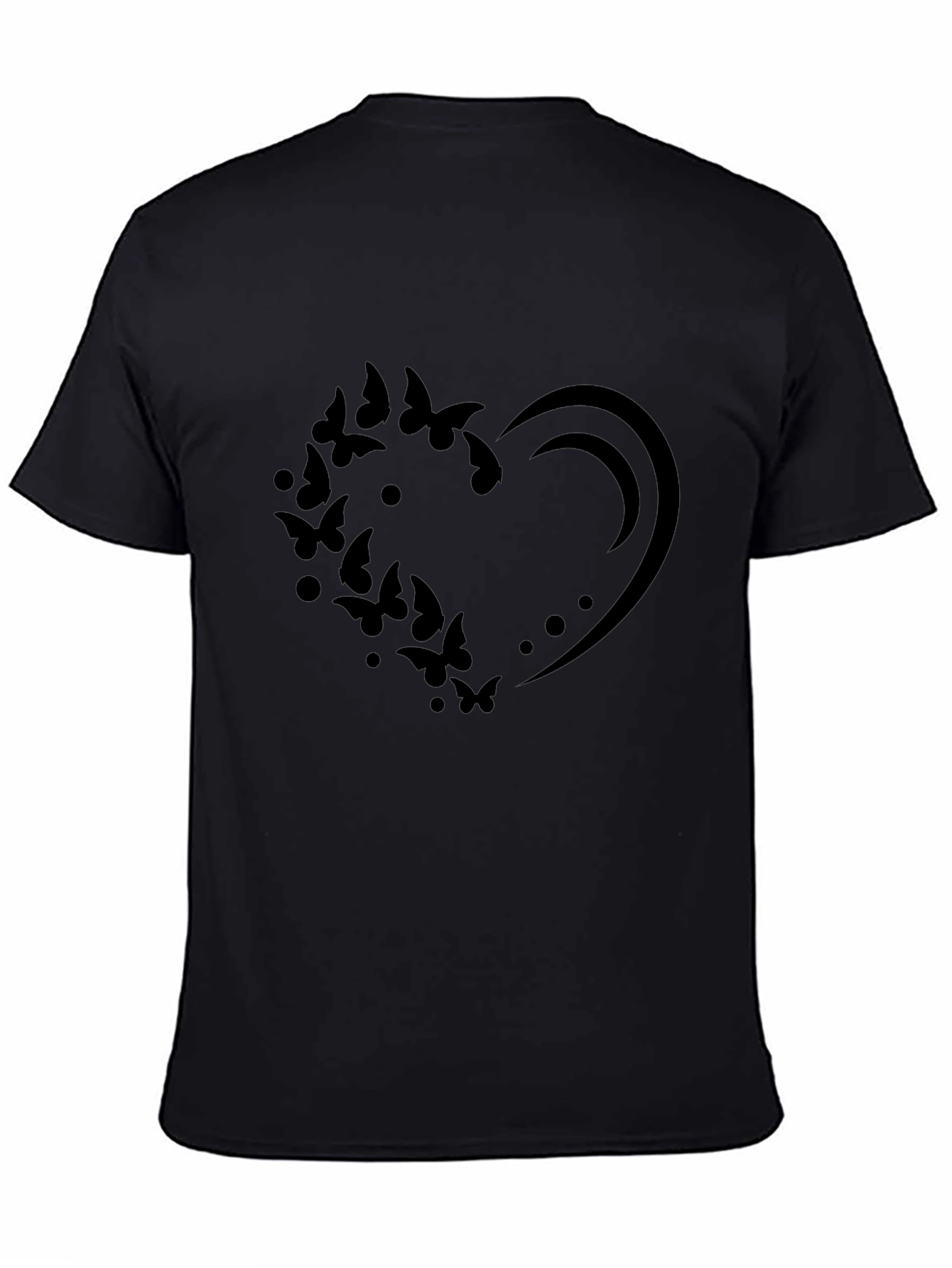Butterfly Heart Graphic Black T-Shirt