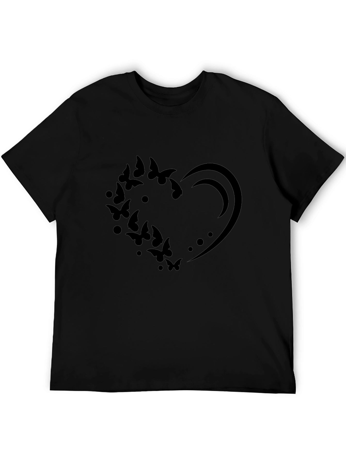 Butterfly Heart Graphic Black T-Shirt