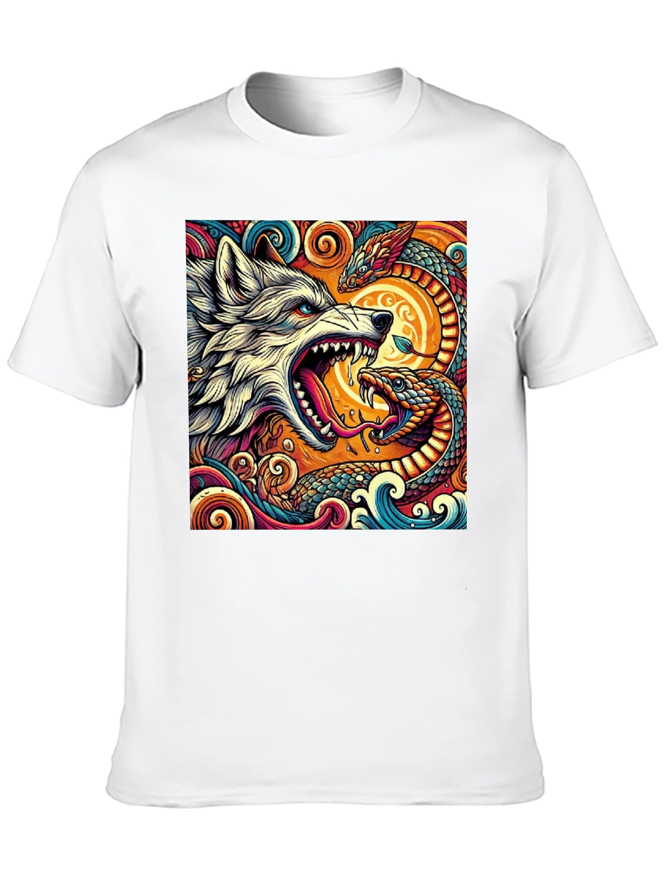 Wolf and Snake Graphic Tee - Bold Design