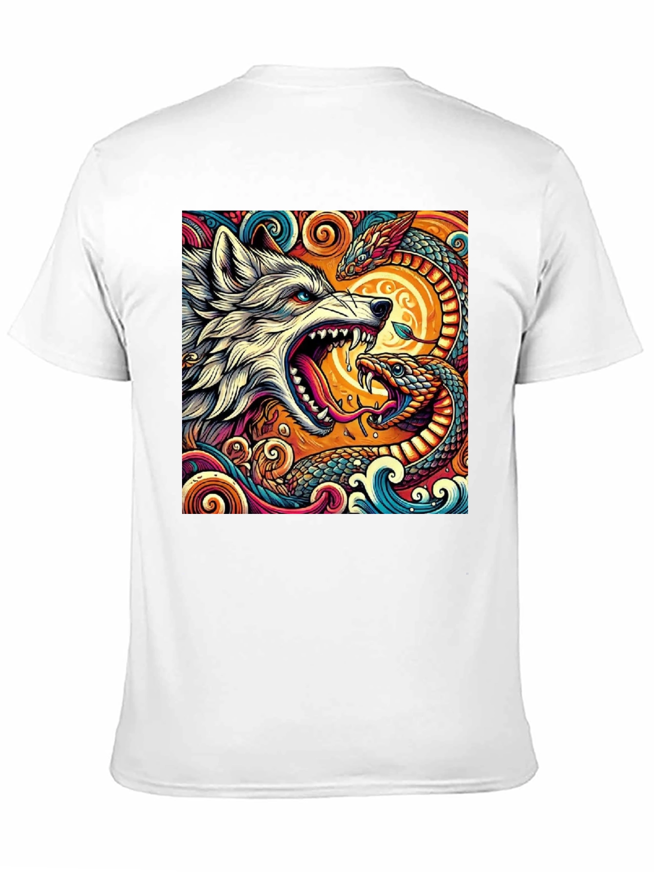 Wolf and Snake Graphic Tee - Bold Design