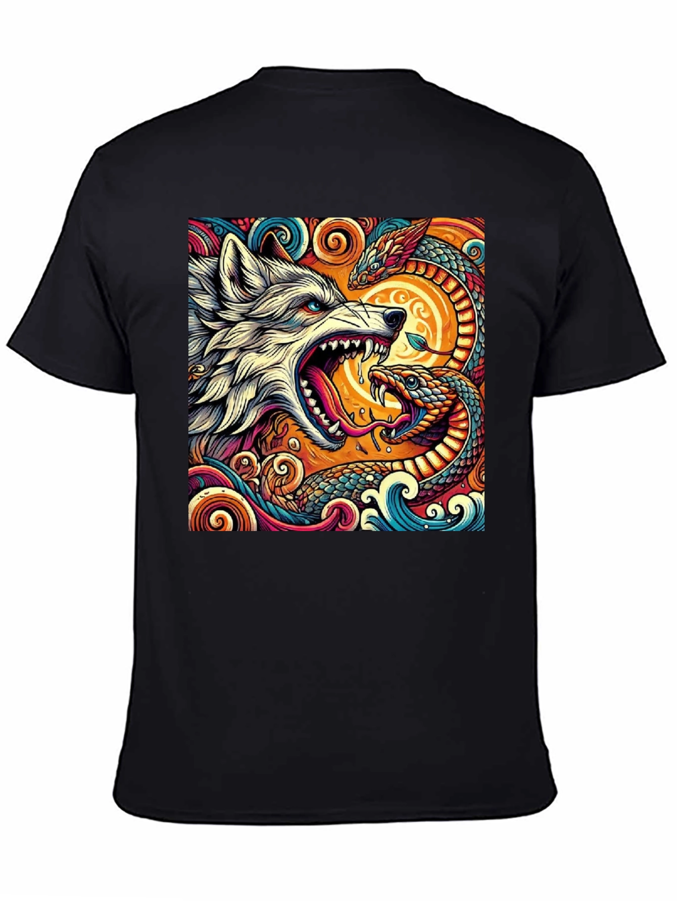 Wolf and Snake Graphic Tee - Bold Design
