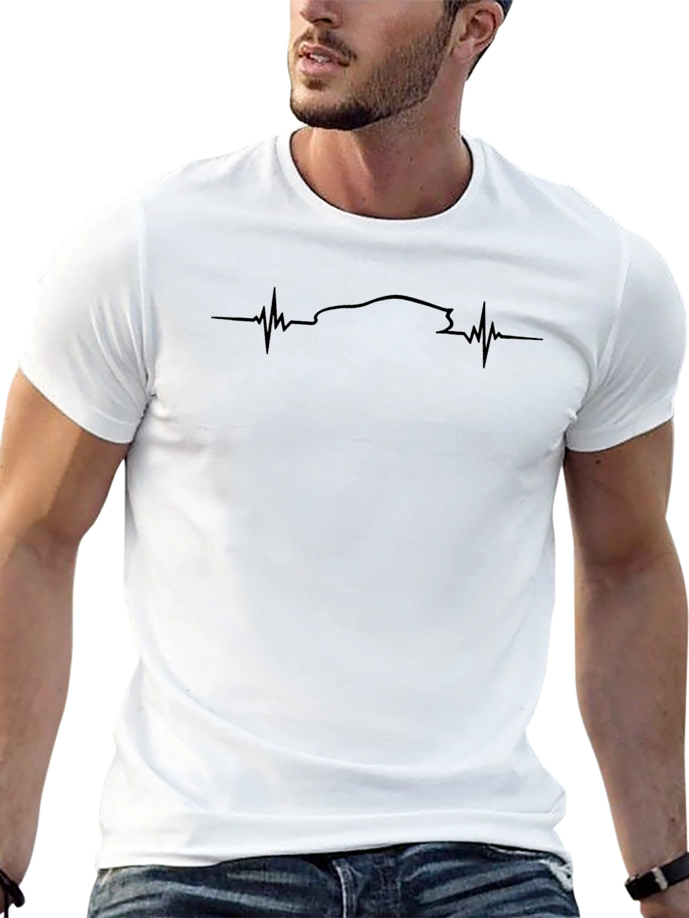 Car Heartbeat Graphic T-Shirt - Mens Black Tee