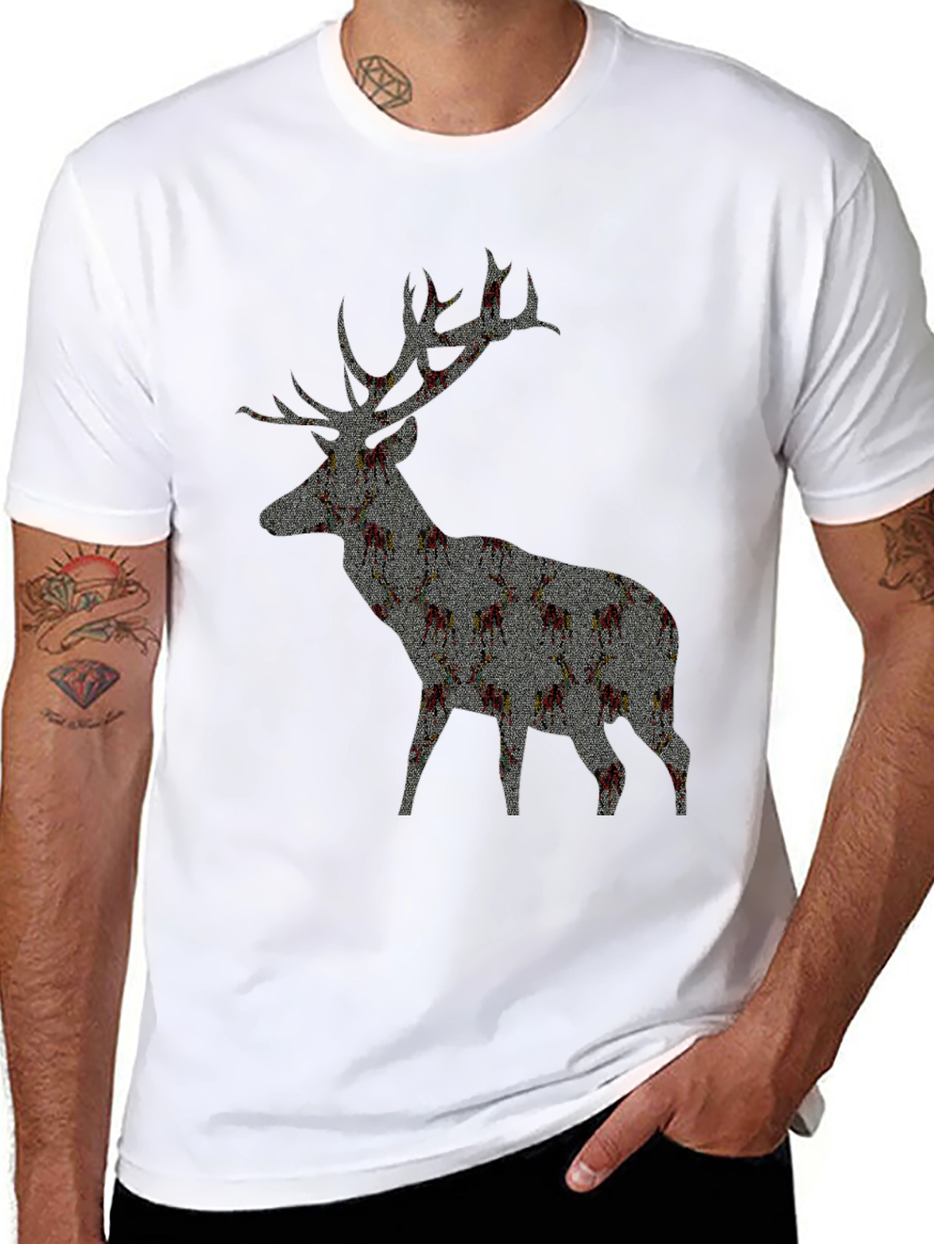 Deer Silhouette Graphic T-Shirt - Black