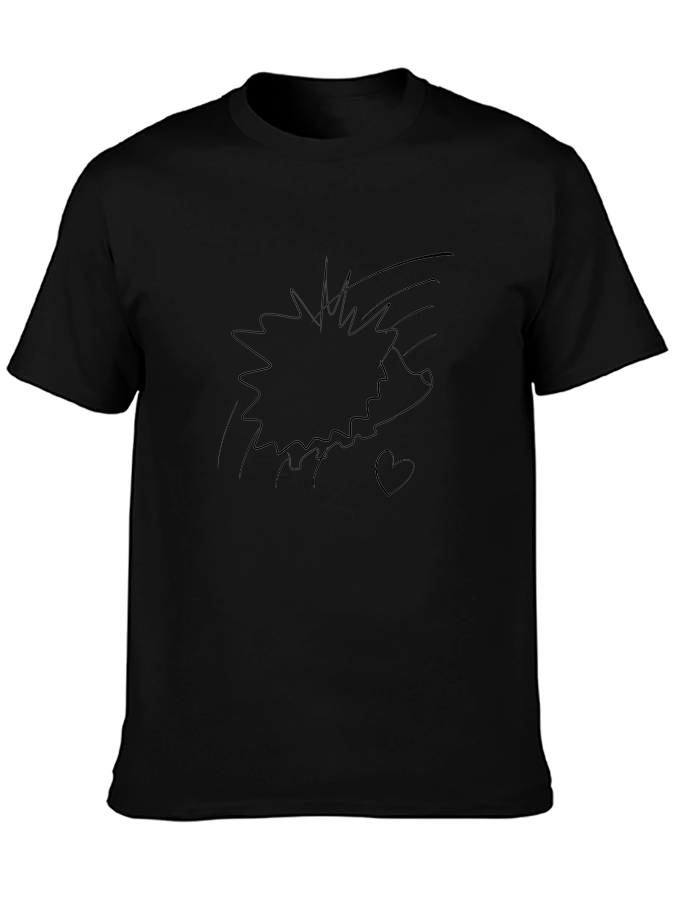 Graphic Print Tee - Black Cotton Casual Wear