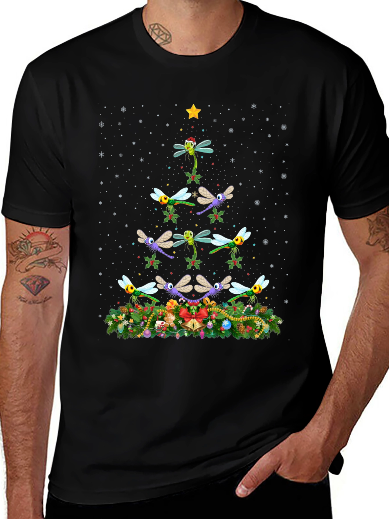 Dragonfly Christmas Tree T-Shirt