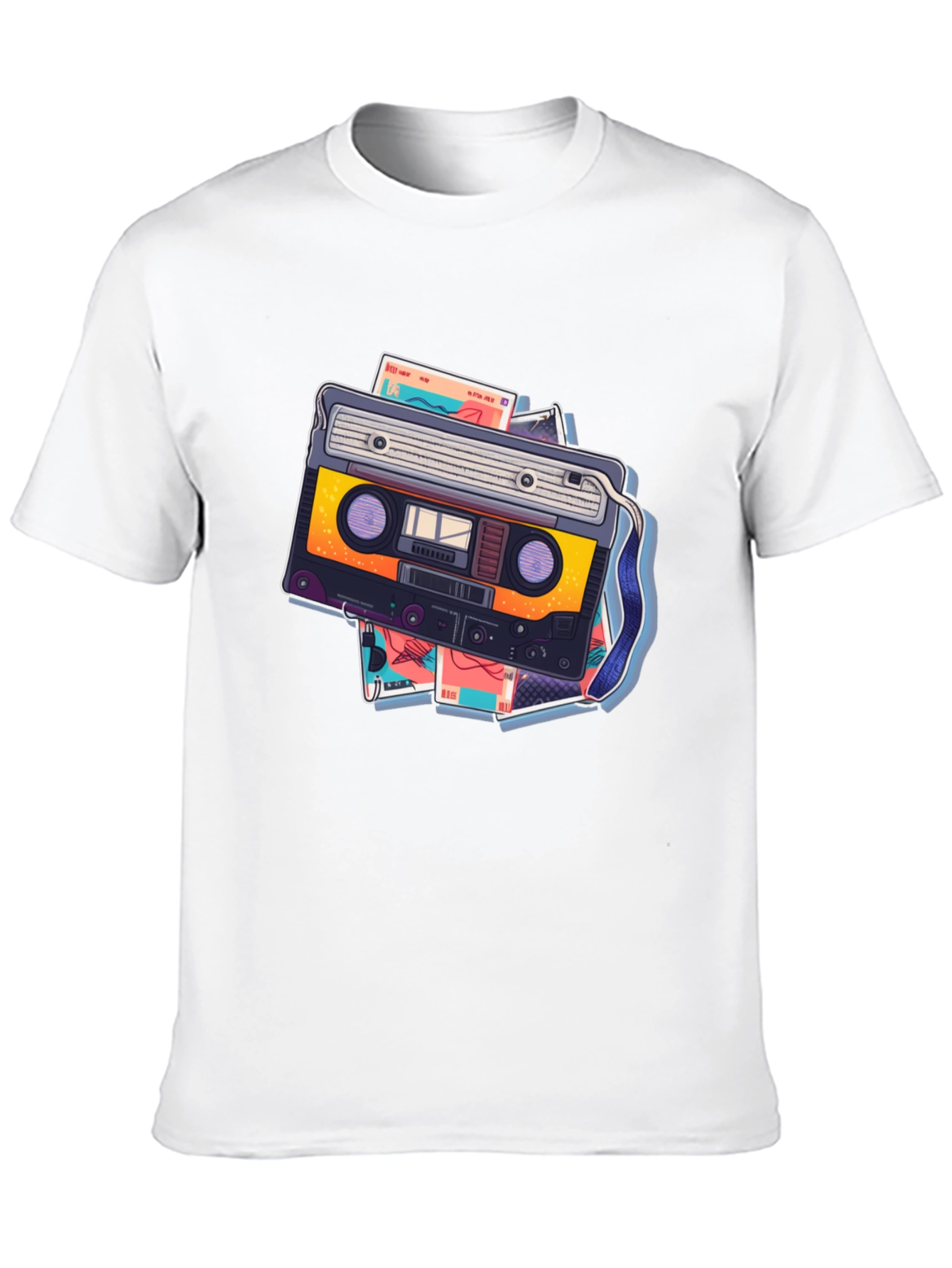 Retro Cassette Graphic T-Shirt - Black