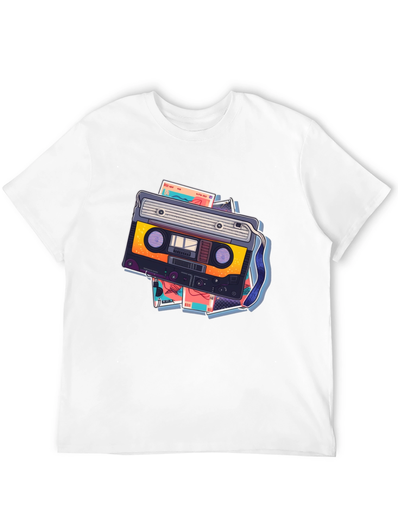 Retro Cassette Graphic T-Shirt - Black