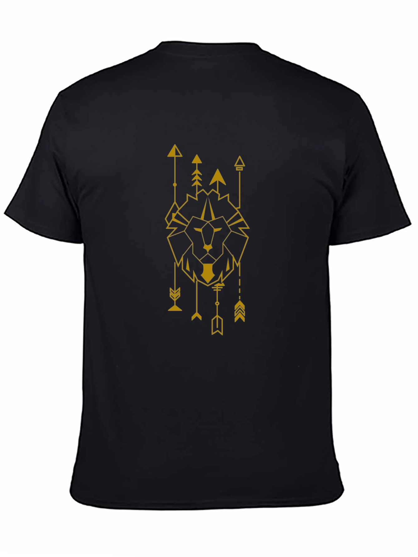 Geometric Lion Graphic Tee - Black