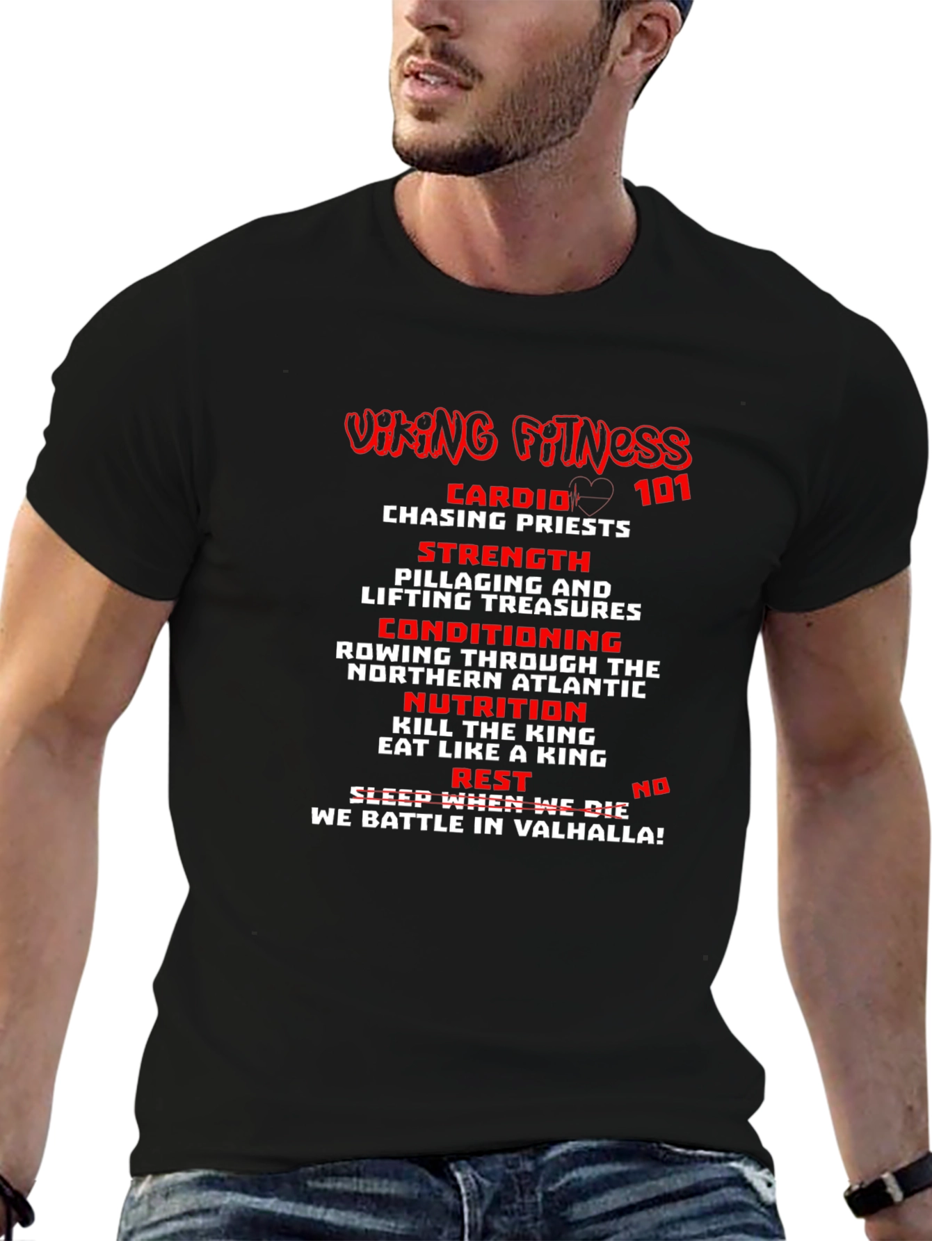 Viking Fitness T-Shirt: Cardio Strength and Valhalla!