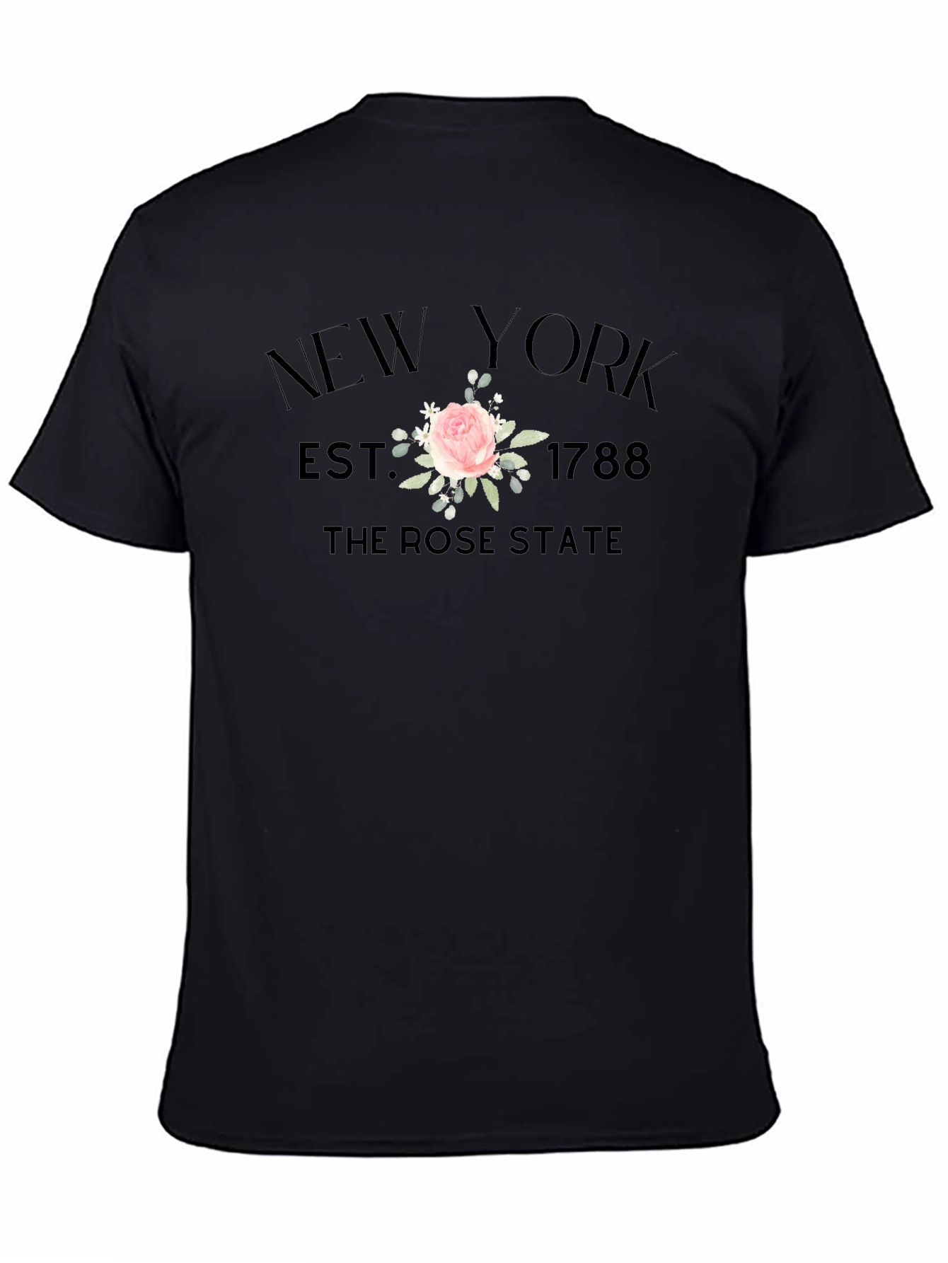 New York Rose State Graphic T-Shirt - Black