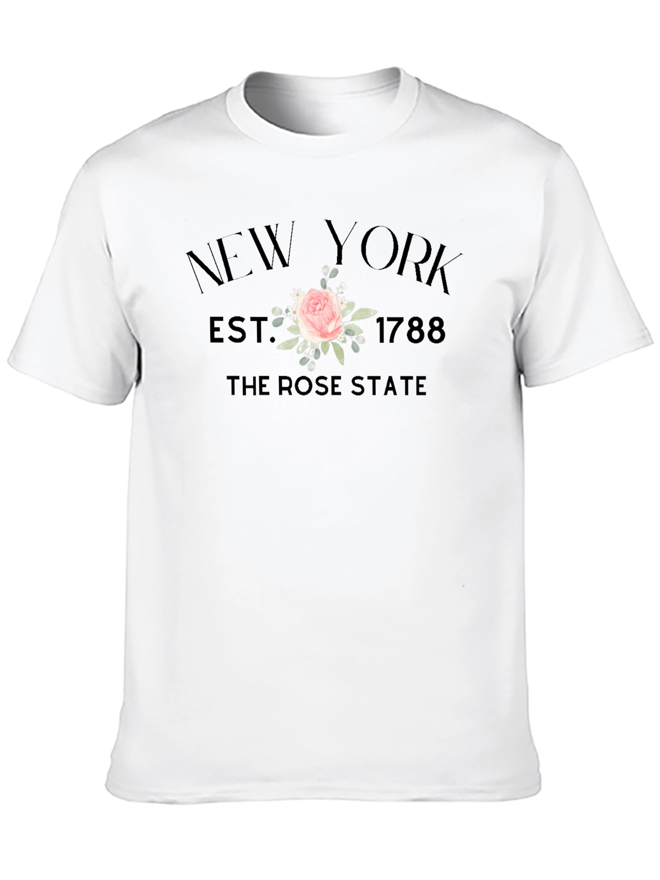 New York Rose State Graphic T-Shirt - Black
