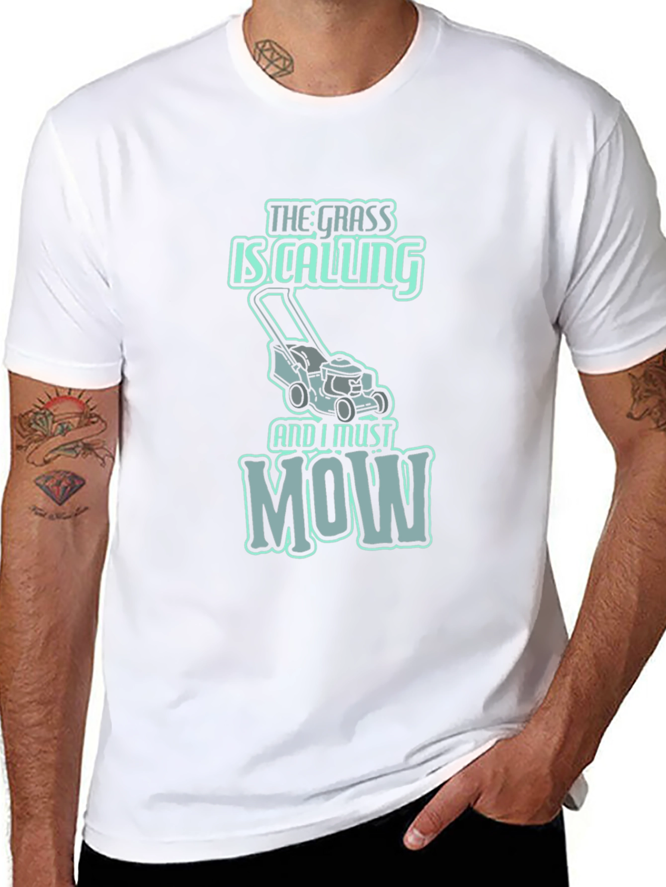 Funny Lawn Mowing T-Shirt - The Grass is Calling