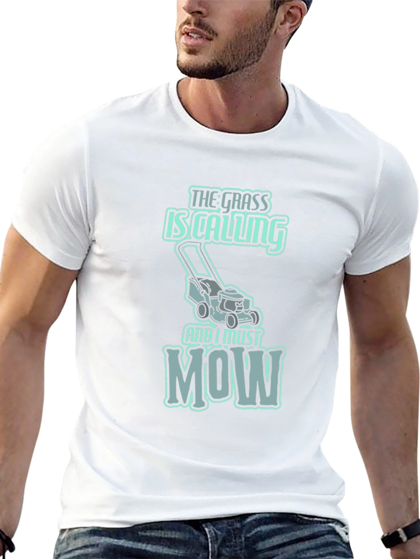 Funny Lawn Mowing T-Shirt - The Grass is Calling
