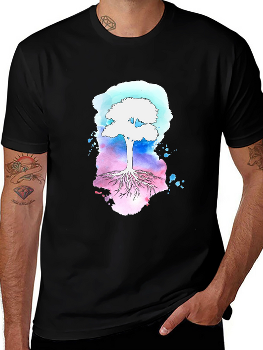 Watercolor Tree Graphic Tee - Black