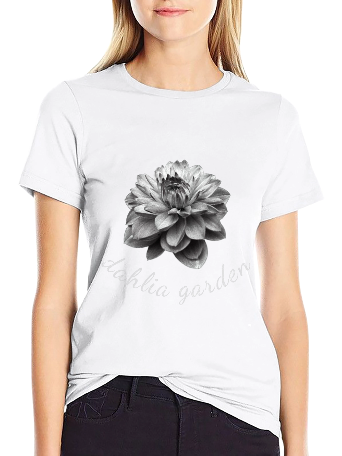 Dahlia Garden Black T-Shirt