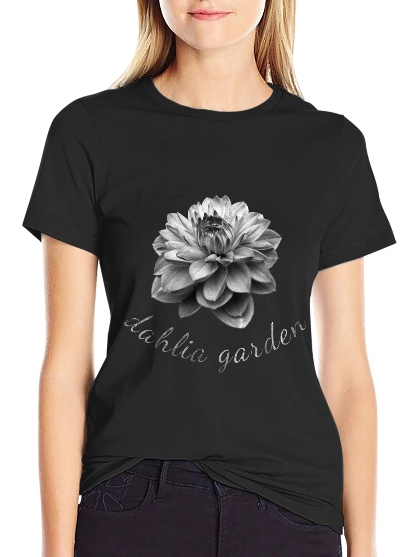 Dahlia Garden Black T-Shirt