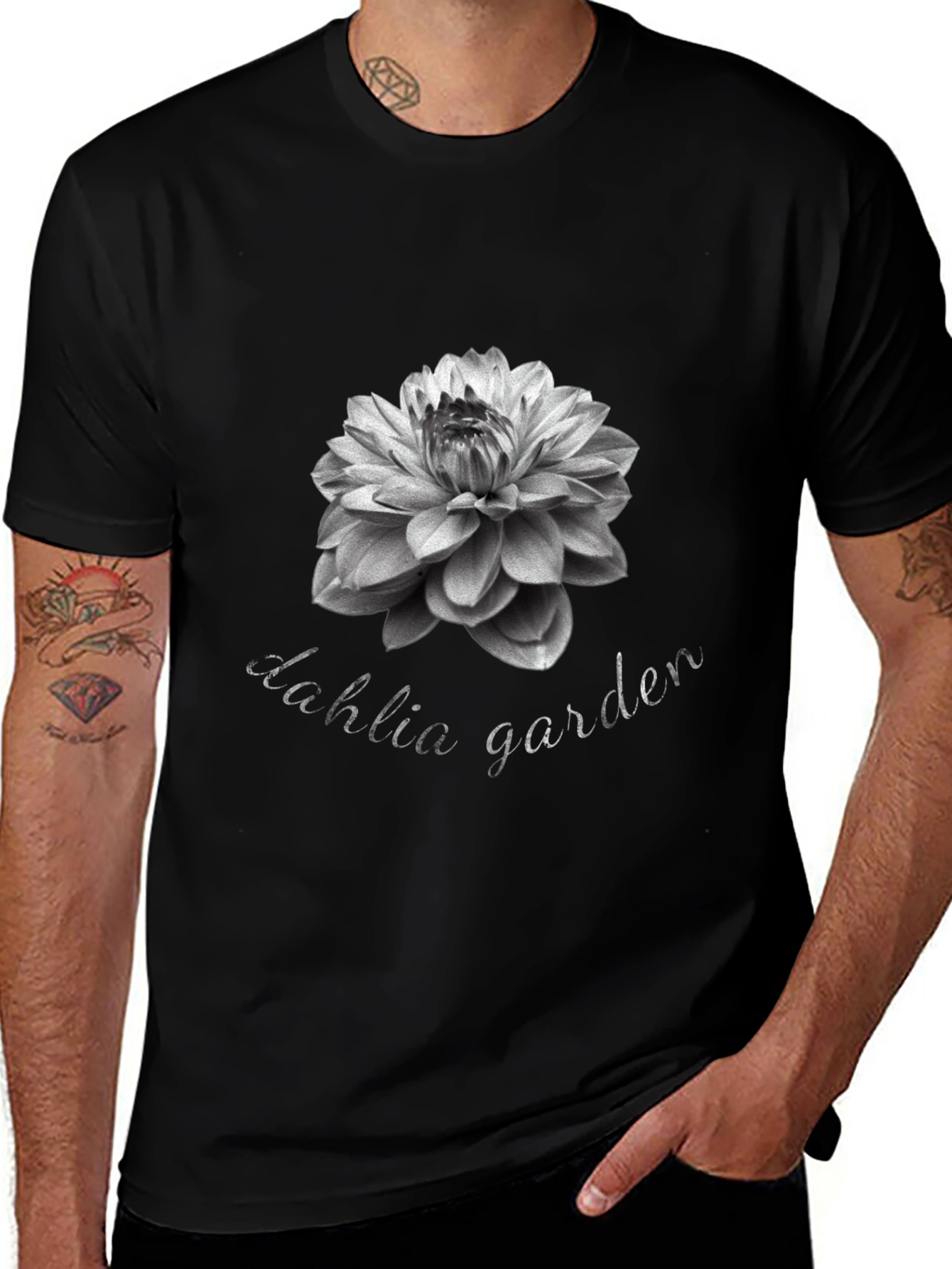 Dahlia Garden Black T-Shirt