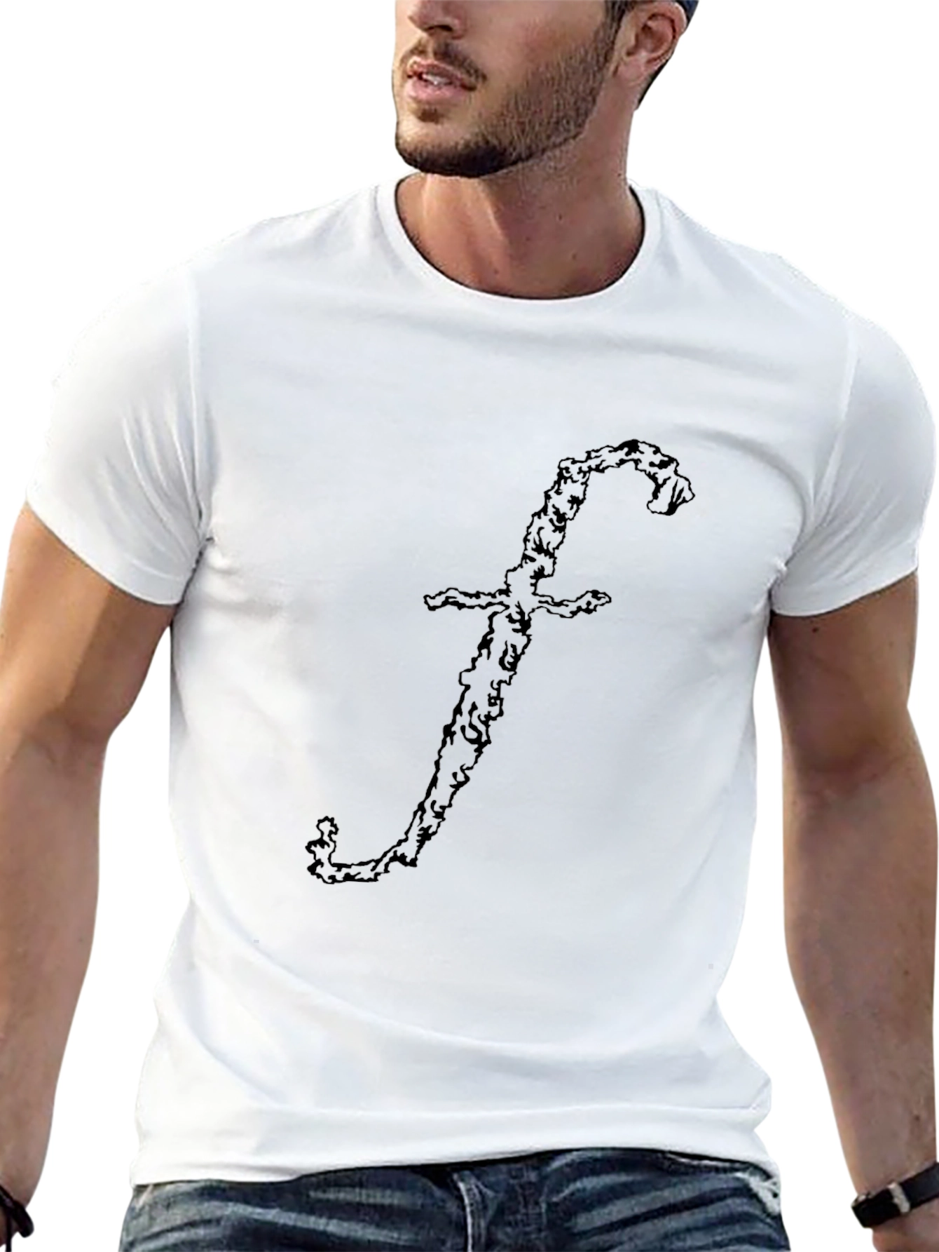 Unique F Letter Design Black T-Shirt