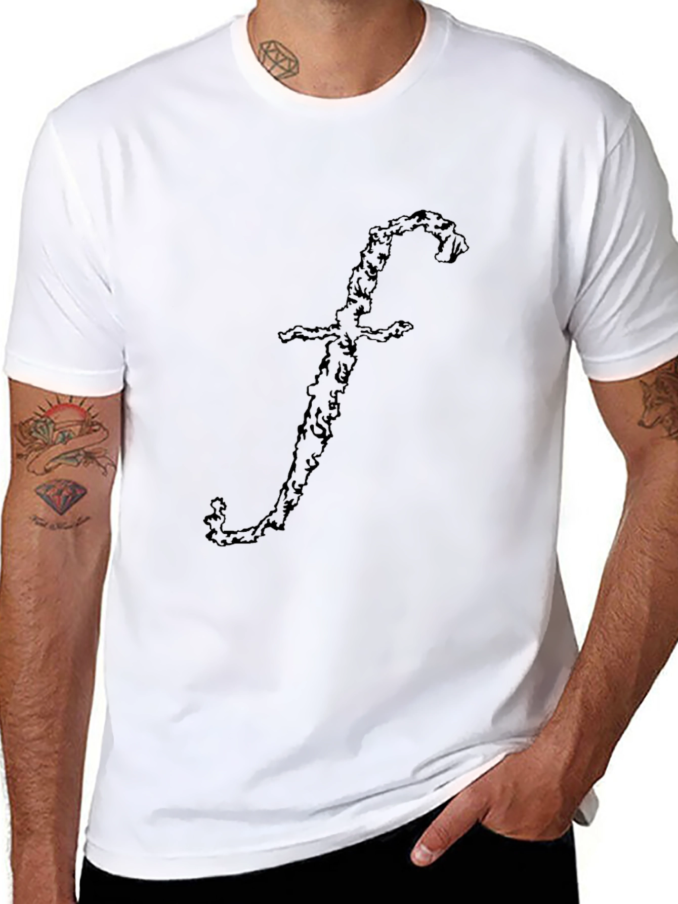 Unique F Letter Design Black T-Shirt