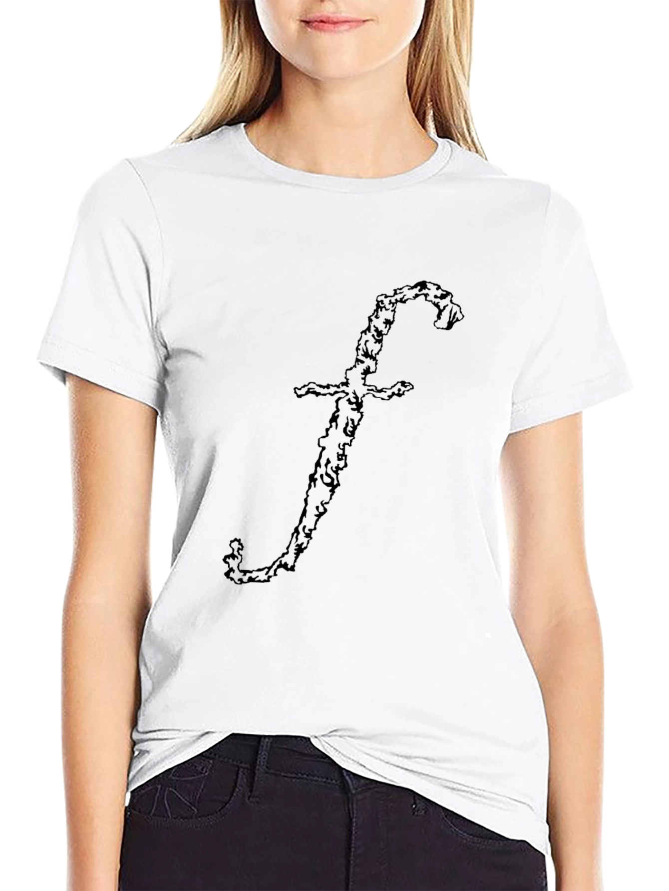 Unique F Letter Design Black T-Shirt