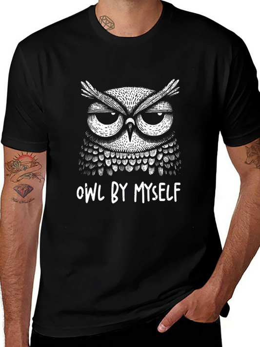 Owl By Myself Black Graphic T-Shirt
