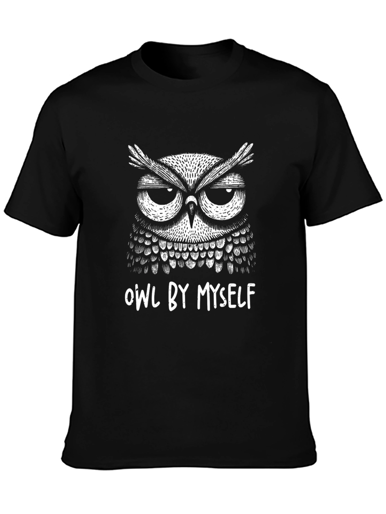 Owl By Myself Black Graphic T-Shirt