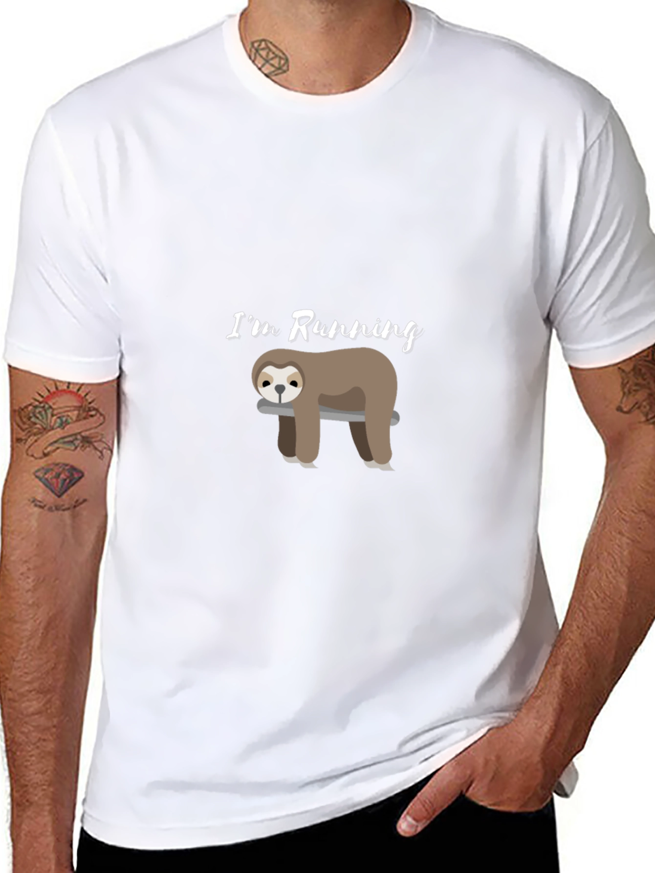 Funny Sloth Running T-Shirt - Lazy Athlete Tee