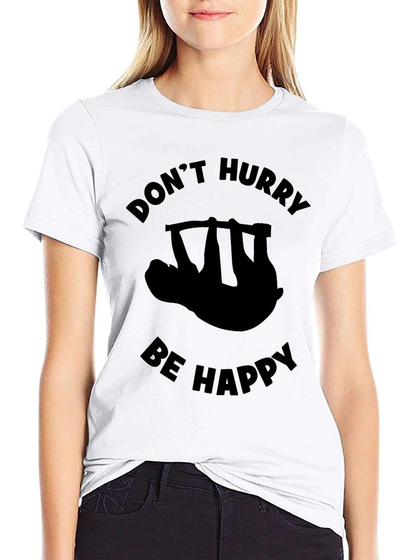 Dont Hurry Be Happy Sloth Graphic Tee