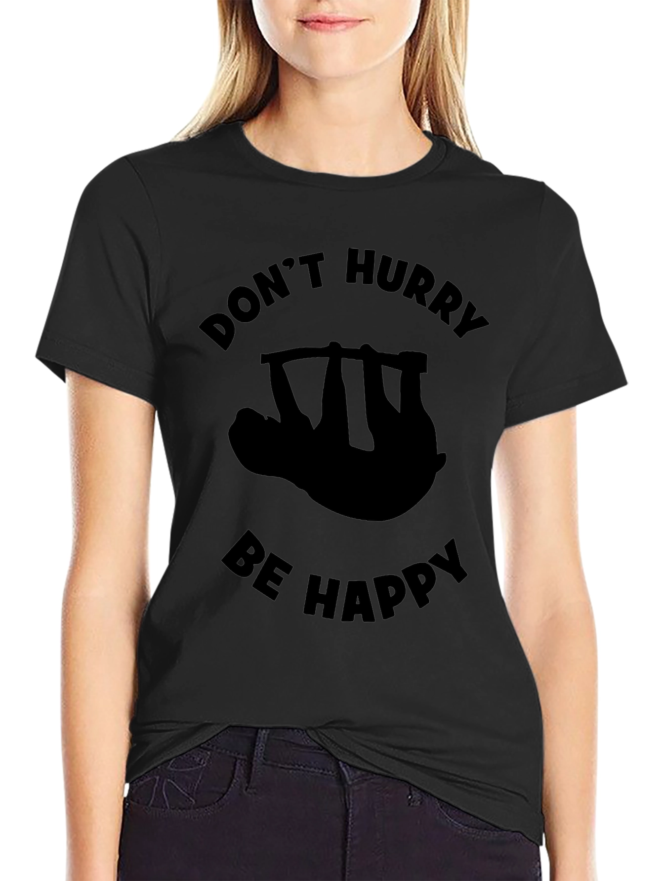 Dont Hurry Be Happy Sloth Graphic Tee