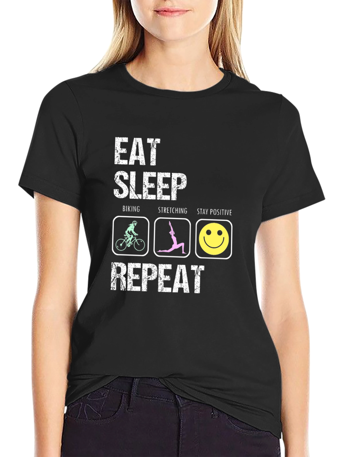 Eat Sleep Biking Stretching T-Shirt