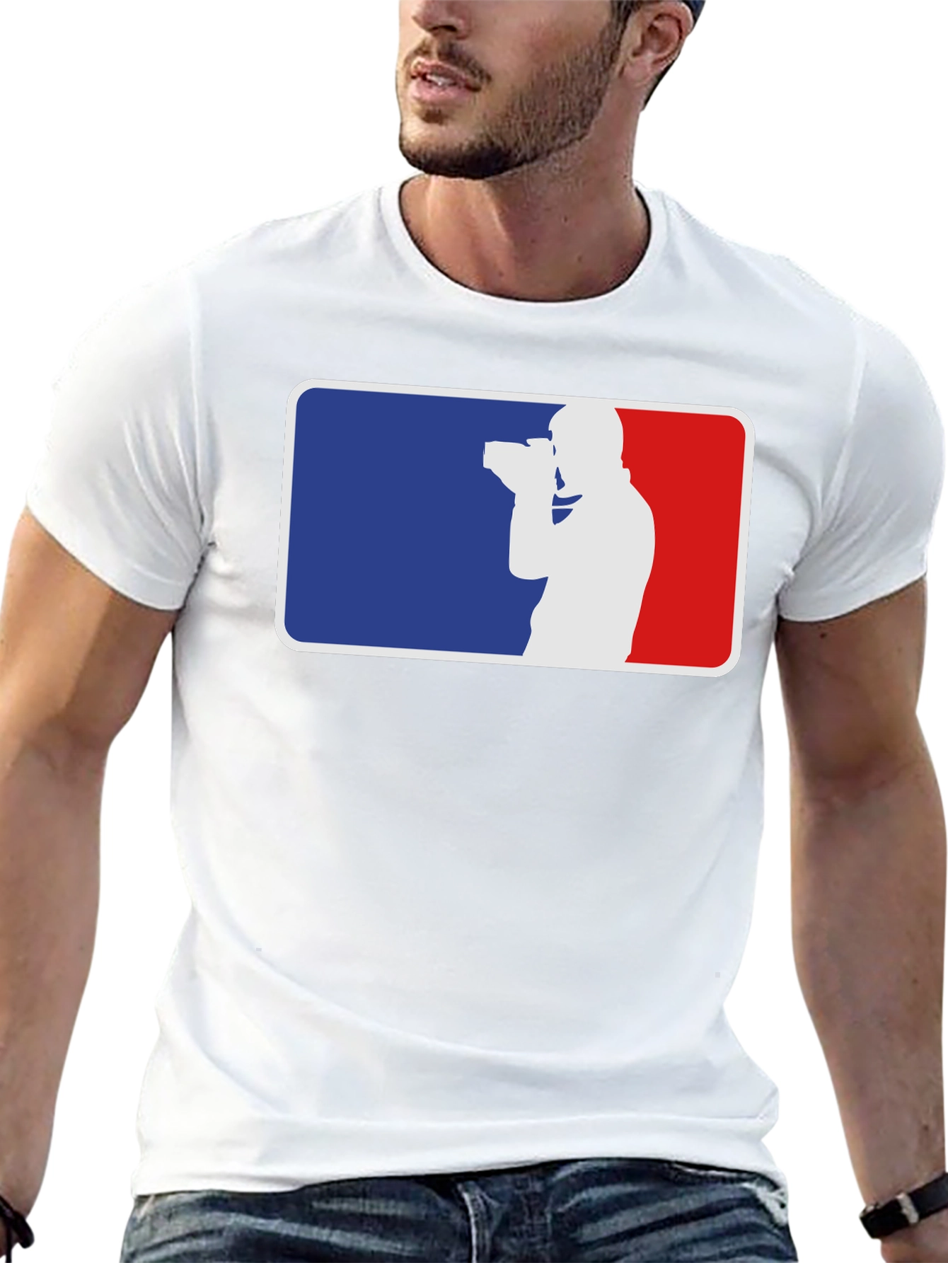 Photographer Silhouette Graphic Tee - Black Cotton T-Shirt