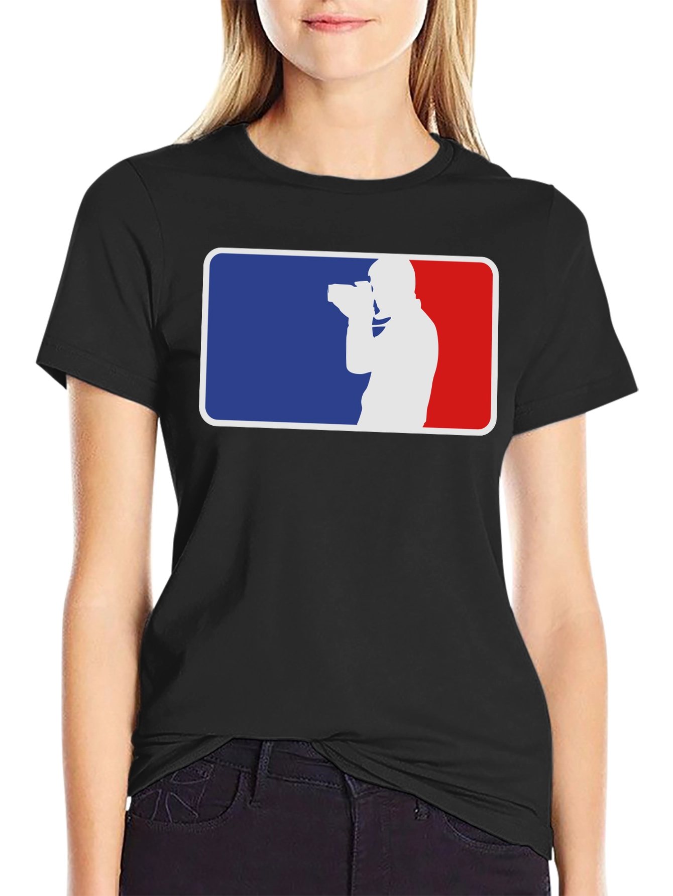 Photographer Silhouette Graphic Tee - Black Cotton T-Shirt