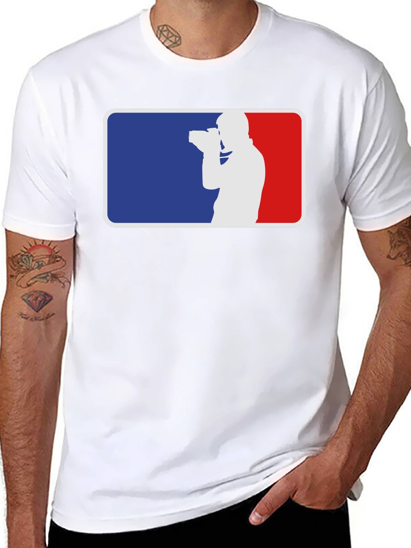 Photographer Silhouette Graphic Tee - Black Cotton T-Shirt