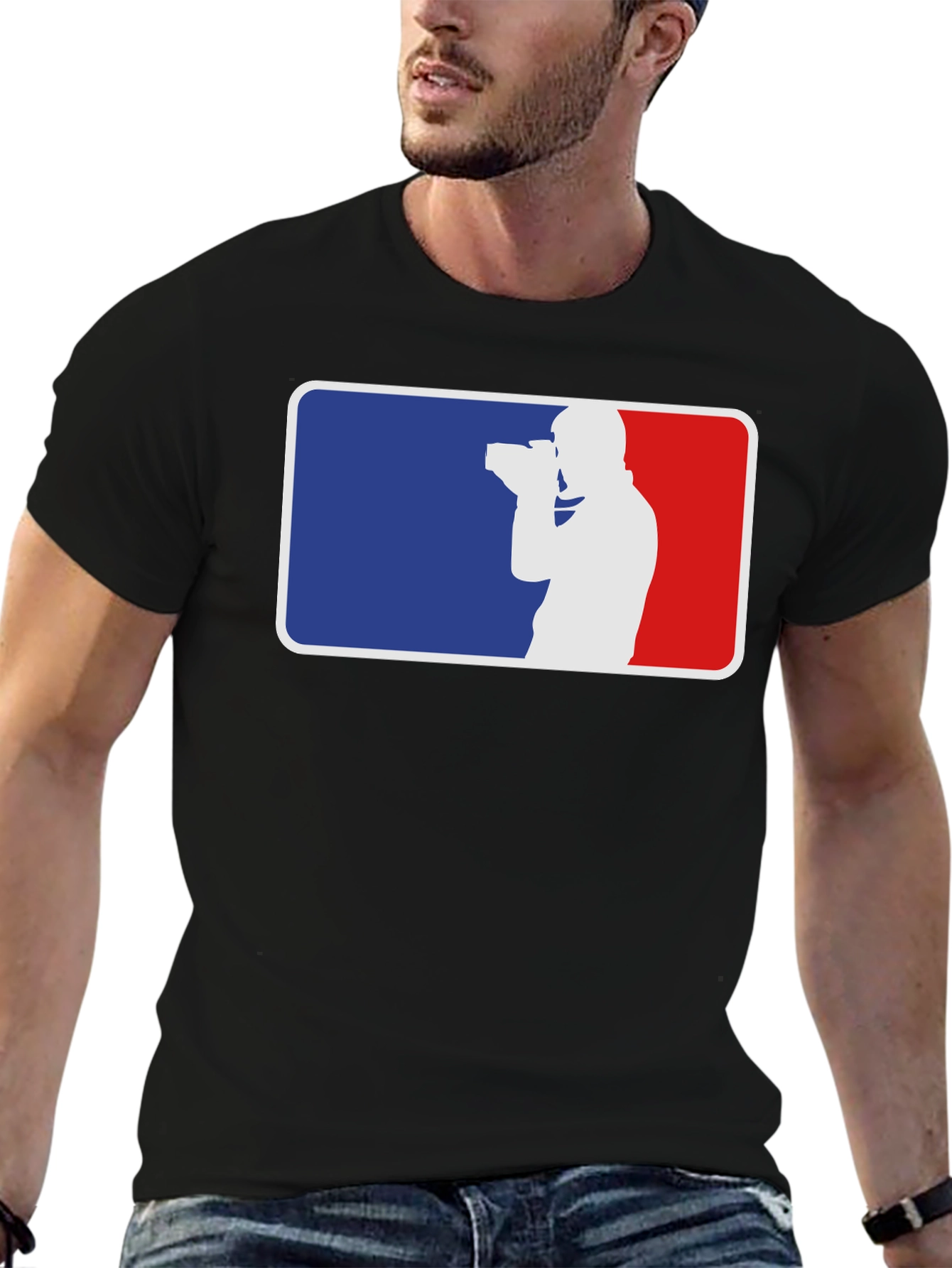 Photographer Silhouette Graphic Tee - Black Cotton T-Shirt